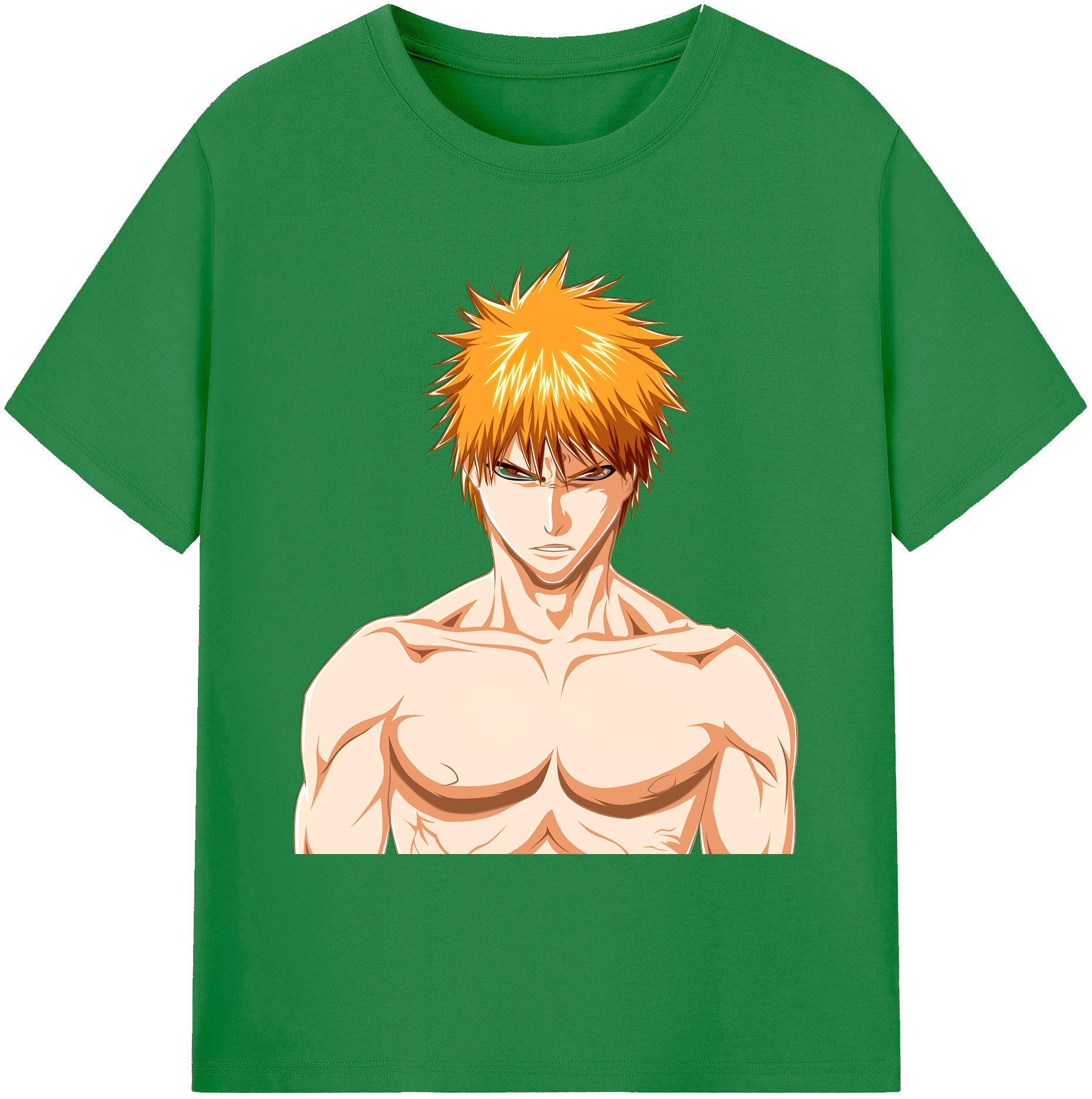 （画像用） ブリーチ 黒崎一護（くろさき いちご）BLEACH Kurosaki Ichigo 綿100％ メンズ半袖Tシャツ｜肌触りやわらか＆通気性
