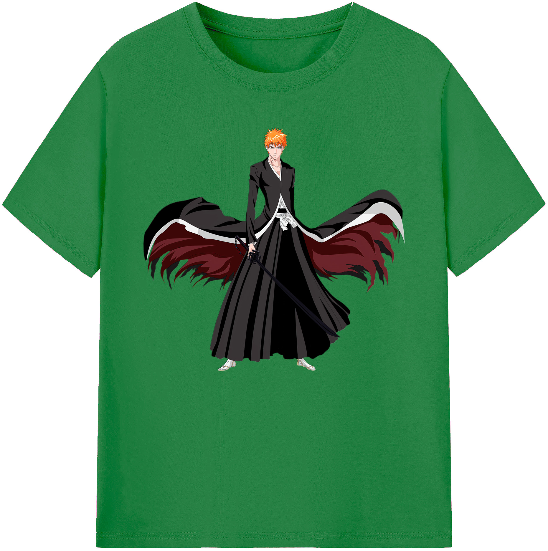 （画像用） ブリーチ 黒崎一護（くろさき いちご）BLEACH Kurosaki Ichigo 綿100％ メンズ半袖Tシャツ｜肌触りやわらか＆通気性