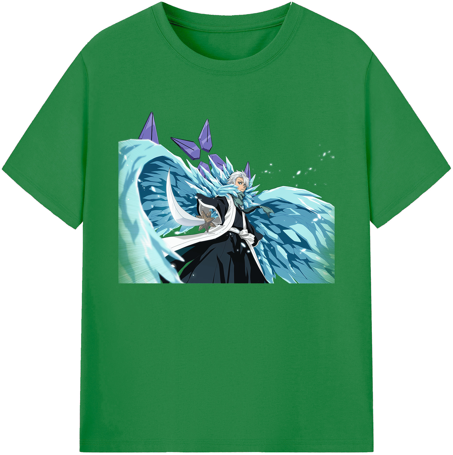 （画像用） ブリーチ 日番谷冬獅郎（ひつがや とうしろう） BLEACH Hitsugaya Toushirou 綿100％ メンズ半袖Tシャツ｜肌触りやわらか＆通気性