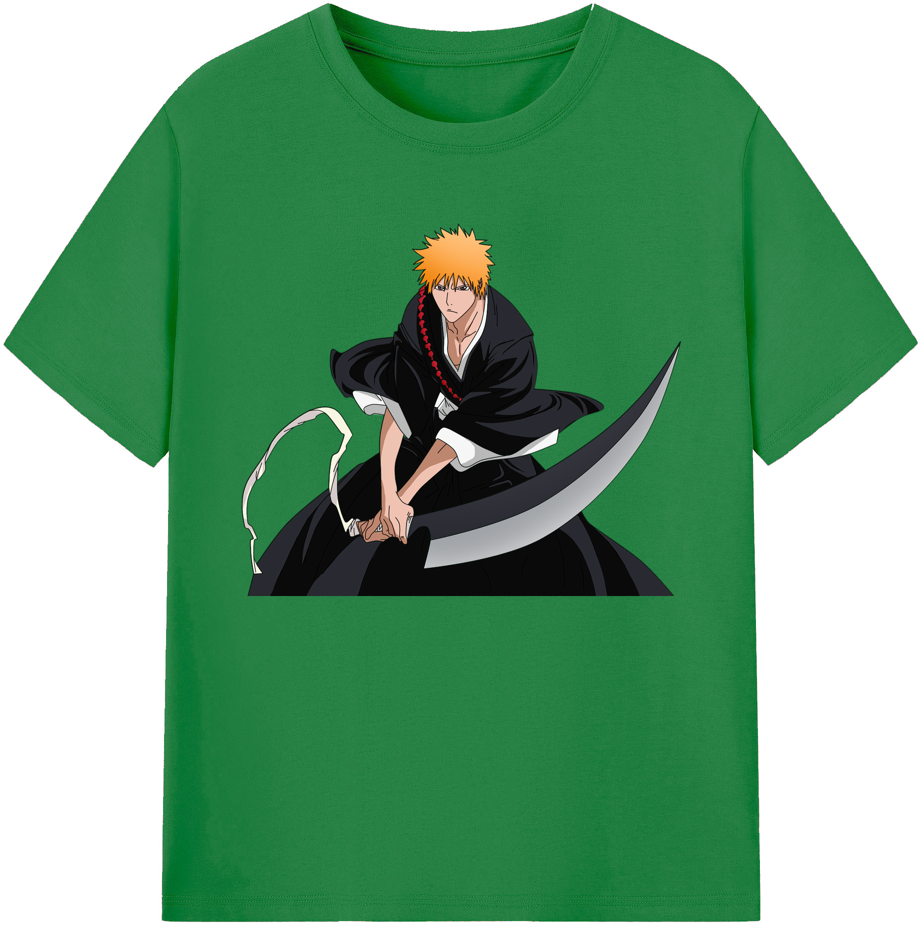 （画像用） ブリーチ 黒崎一護（くろさき いちご）BLEACH Kurosaki Ichigo 綿100％ メンズ半袖Tシャツ｜肌触りやわらか＆通気性