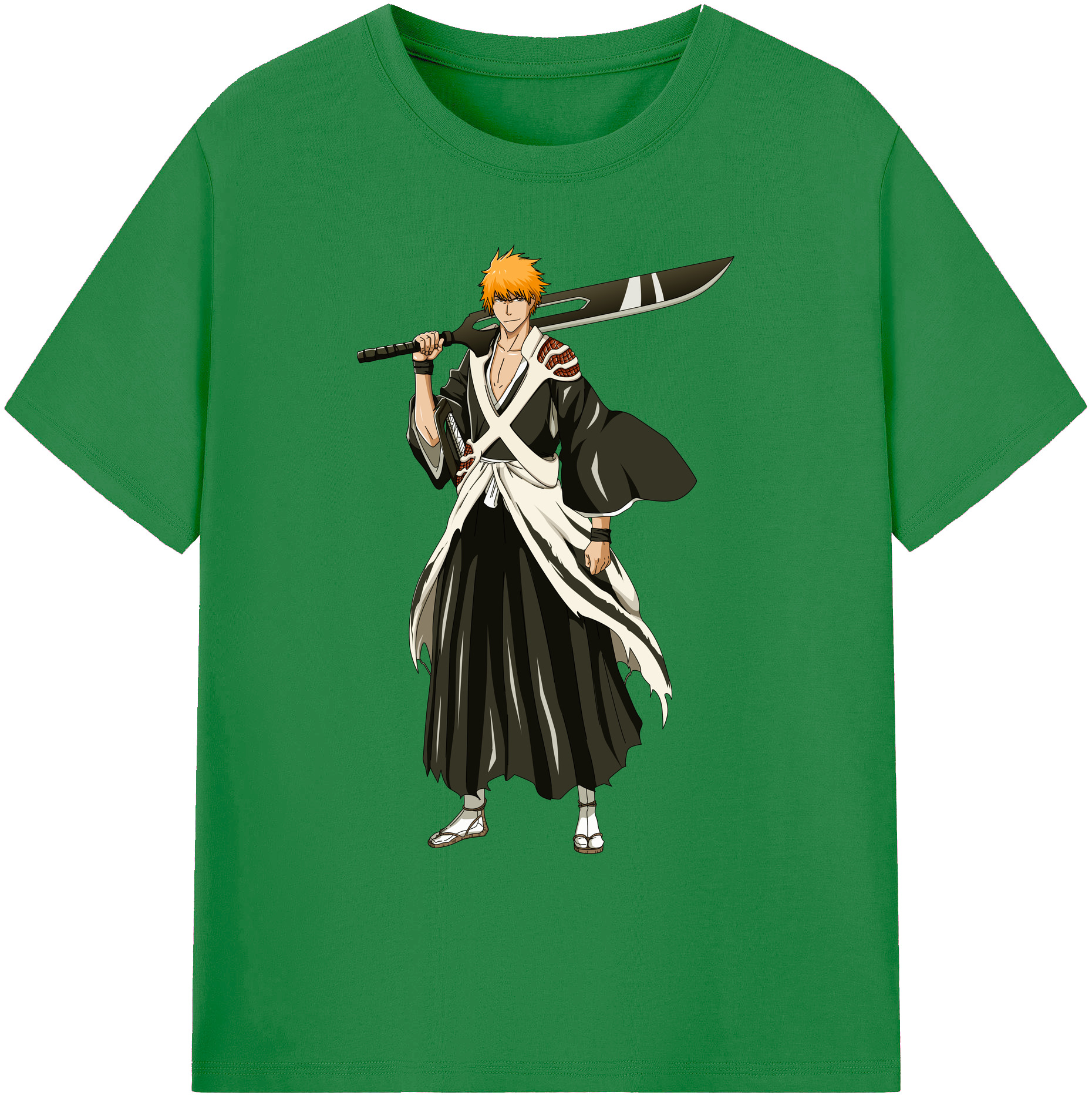 （画像用） ブリーチ 黒崎一護（くろさき いちご）BLEACH Kurosaki Ichigo 綿100％ メンズ半袖Tシャツ｜肌触りやわらか＆通気性