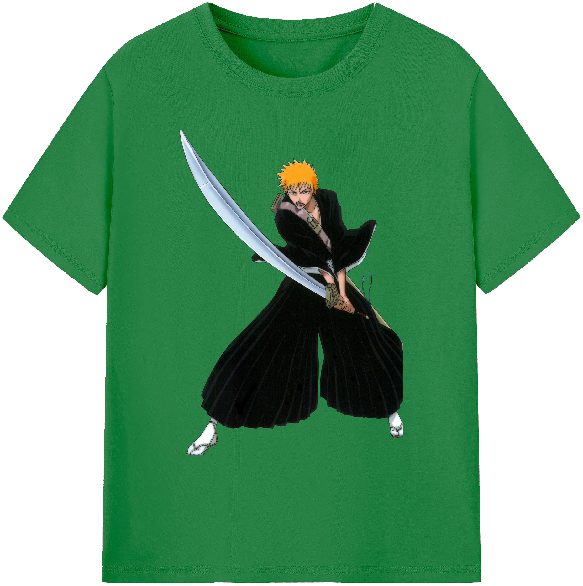 （画像用） ブリーチ 黒崎一護（くろさき いちご）BLEACH Kurosaki Ichigo 綿100％ メンズ半袖Tシャツ｜肌触りやわらか＆通気性
