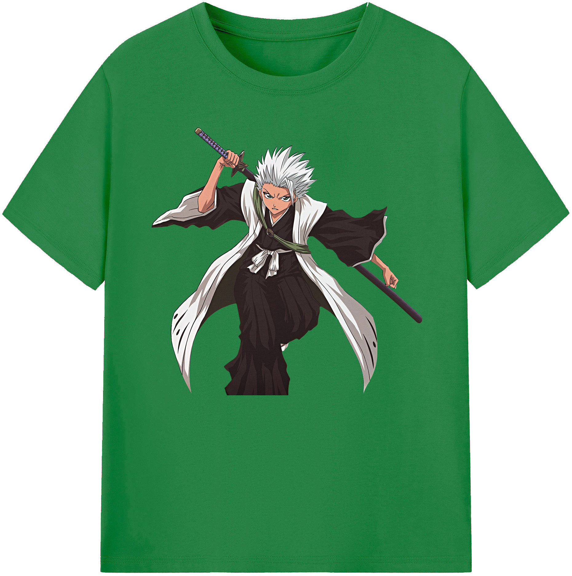（画像用） ブリーチ 日番谷冬獅郎（ひつがや とうしろう） BLEACH Hitsugaya Toushirou 綿100％ メンズ半袖Tシャツ｜肌触りやわらか＆通気性