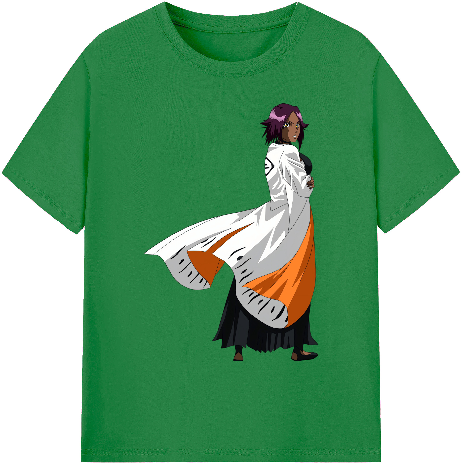 （画像用） ブリーチ 四楓院 夜一（しほういん よるいち） BLEACH Shihouin Yoruichi 綿100％ メンズ半袖Tシャツ｜肌触りやわらか＆通気性