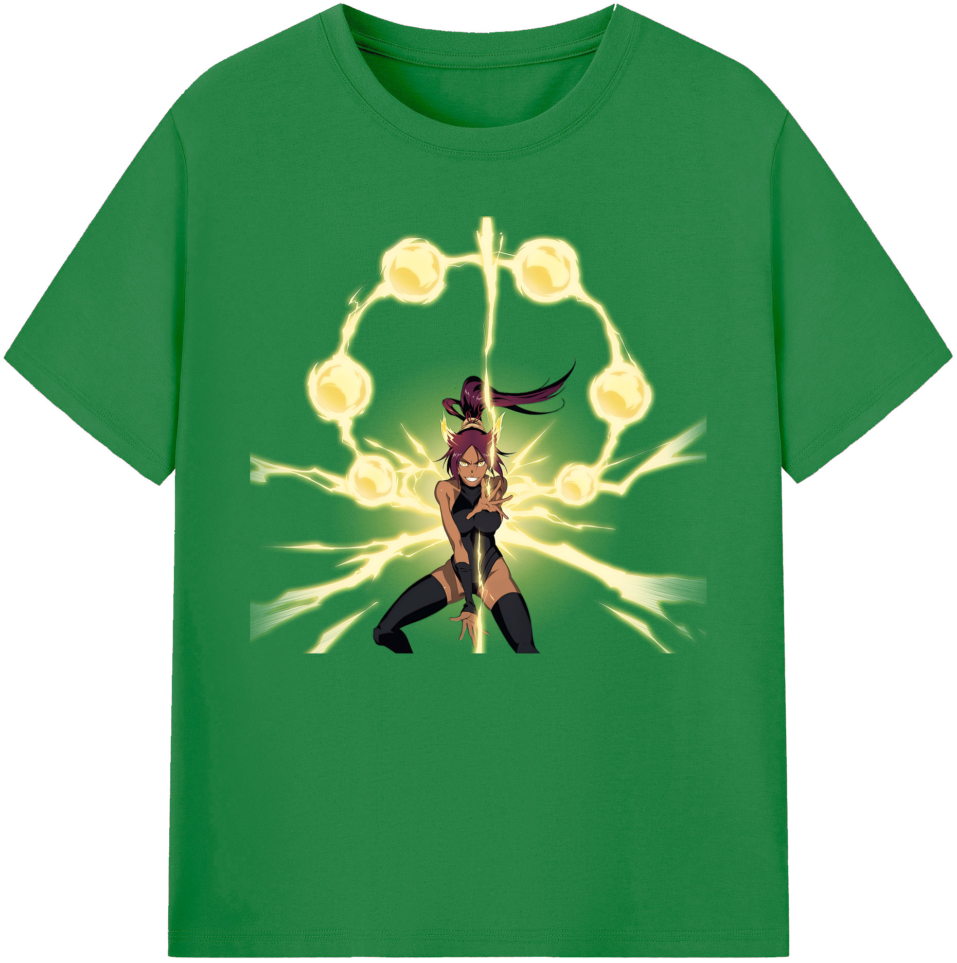 （画像用） ブリーチ 四楓院 夜一（しほういん よるいち） BLEACH Shihouin Yoruichi 綿100％ メンズ半袖Tシャツ｜肌触りやわらか＆通気性