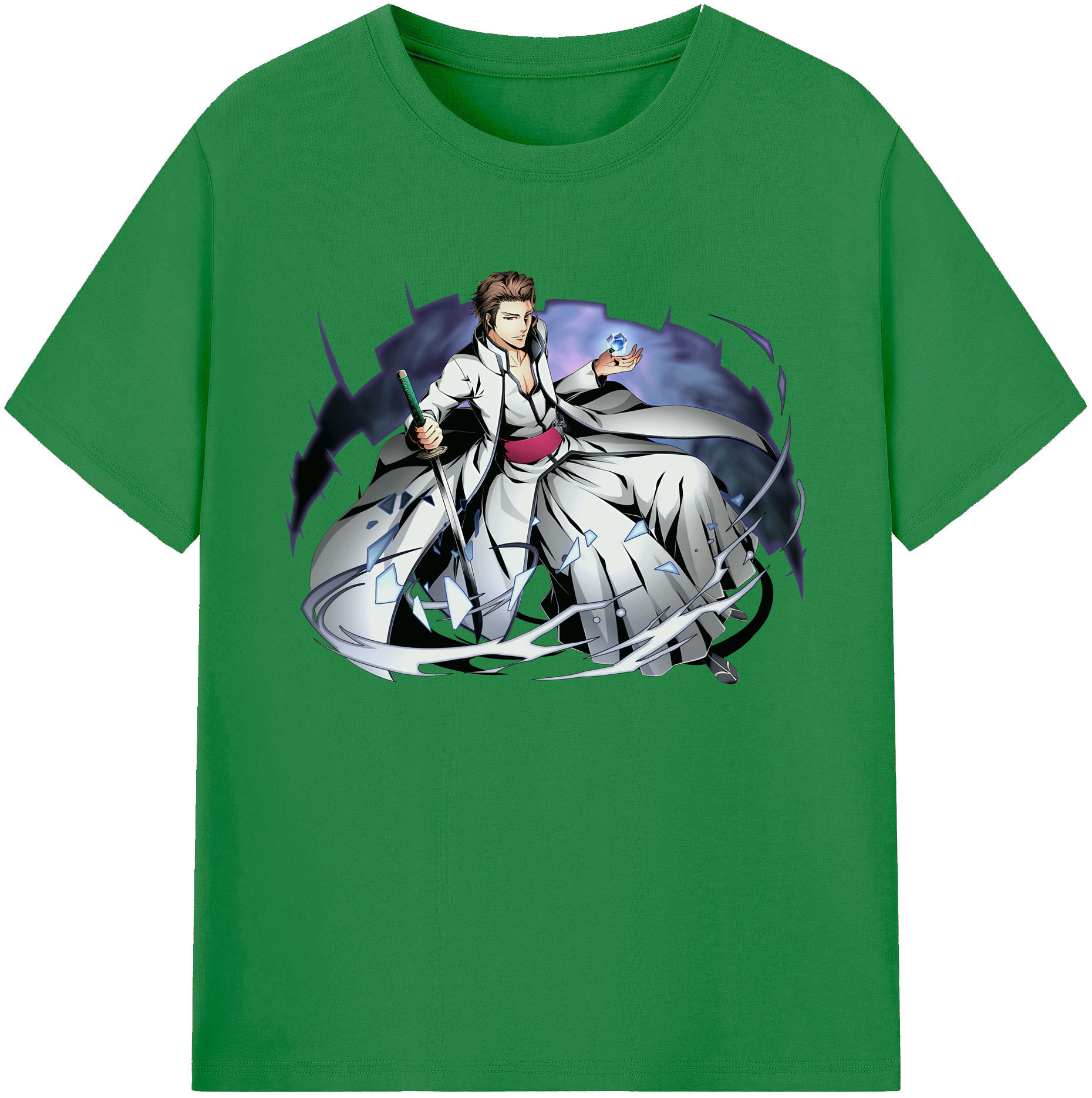 （画像用） ブリーチ 藍染 惣右介（あいぜん そうすけ） BLEACH Aizen Sousuke 綿100％ メンズ半袖Tシャツ｜肌触りやわらか＆通気性