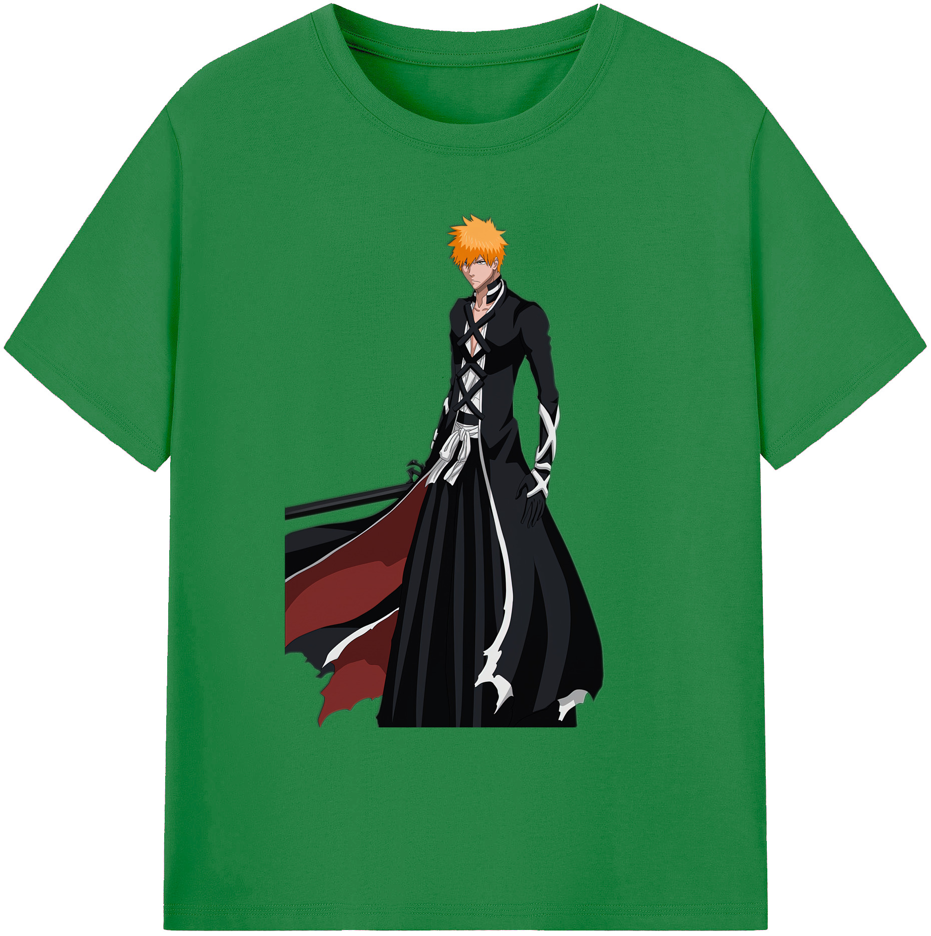 （画像用） ブリーチ 黒崎一護（くろさき いちご）BLEACH Kurosaki Ichigo 綿100％ メンズ半袖Tシャツ｜肌触りやわらか＆通気性