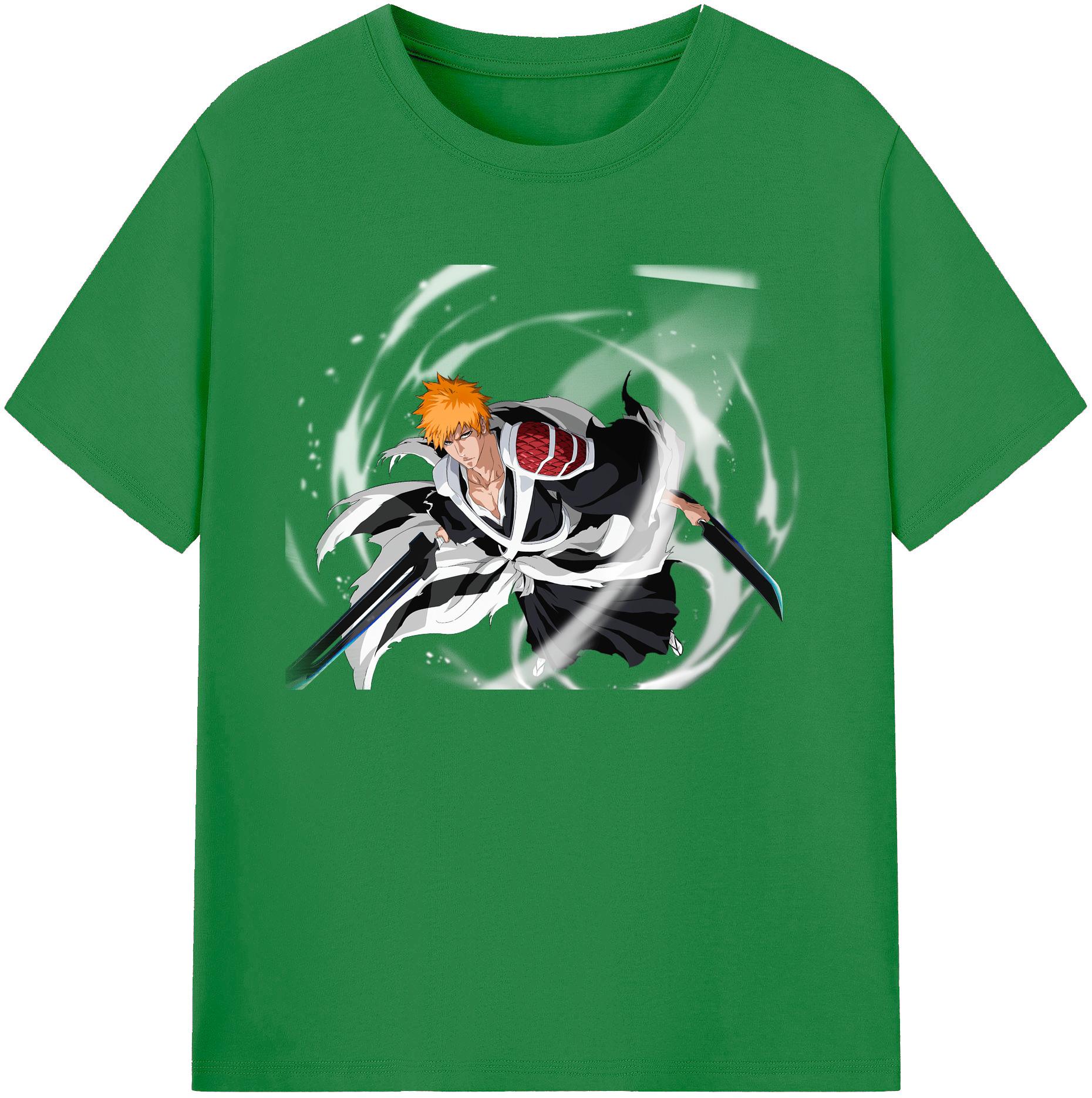 （画像用） ブリーチ 黒崎一護（くろさき いちご）BLEACH Kurosaki Ichigo 綿100％ メンズ半袖Tシャツ｜肌触りやわらか＆通気性