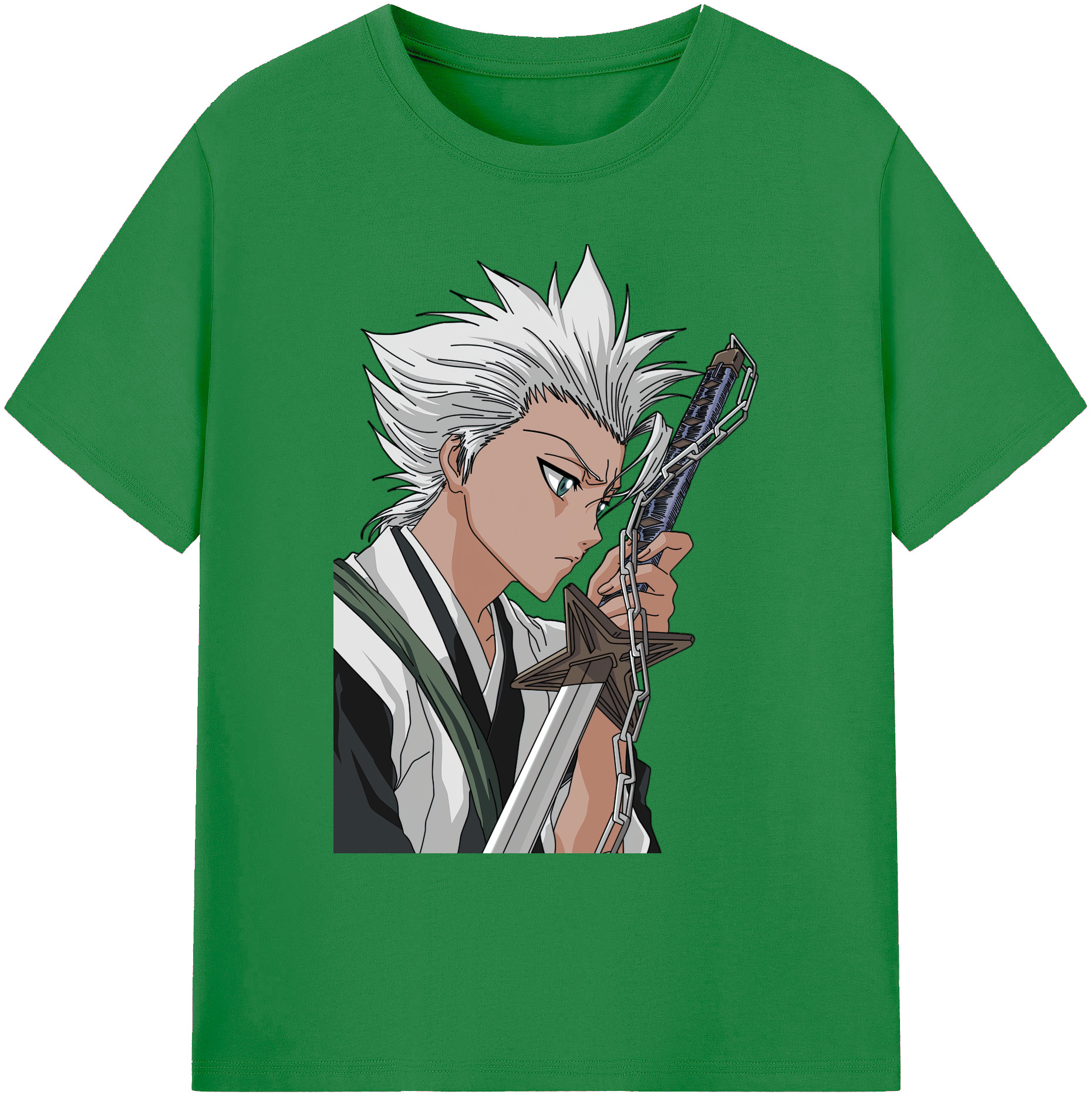 （画像用） ブリーチ 日番谷冬獅郎（ひつがや とうしろう） BLEACH Hitsugaya Toushirou 綿100％ メンズ半袖Tシャツ｜肌触りやわらか＆通気性