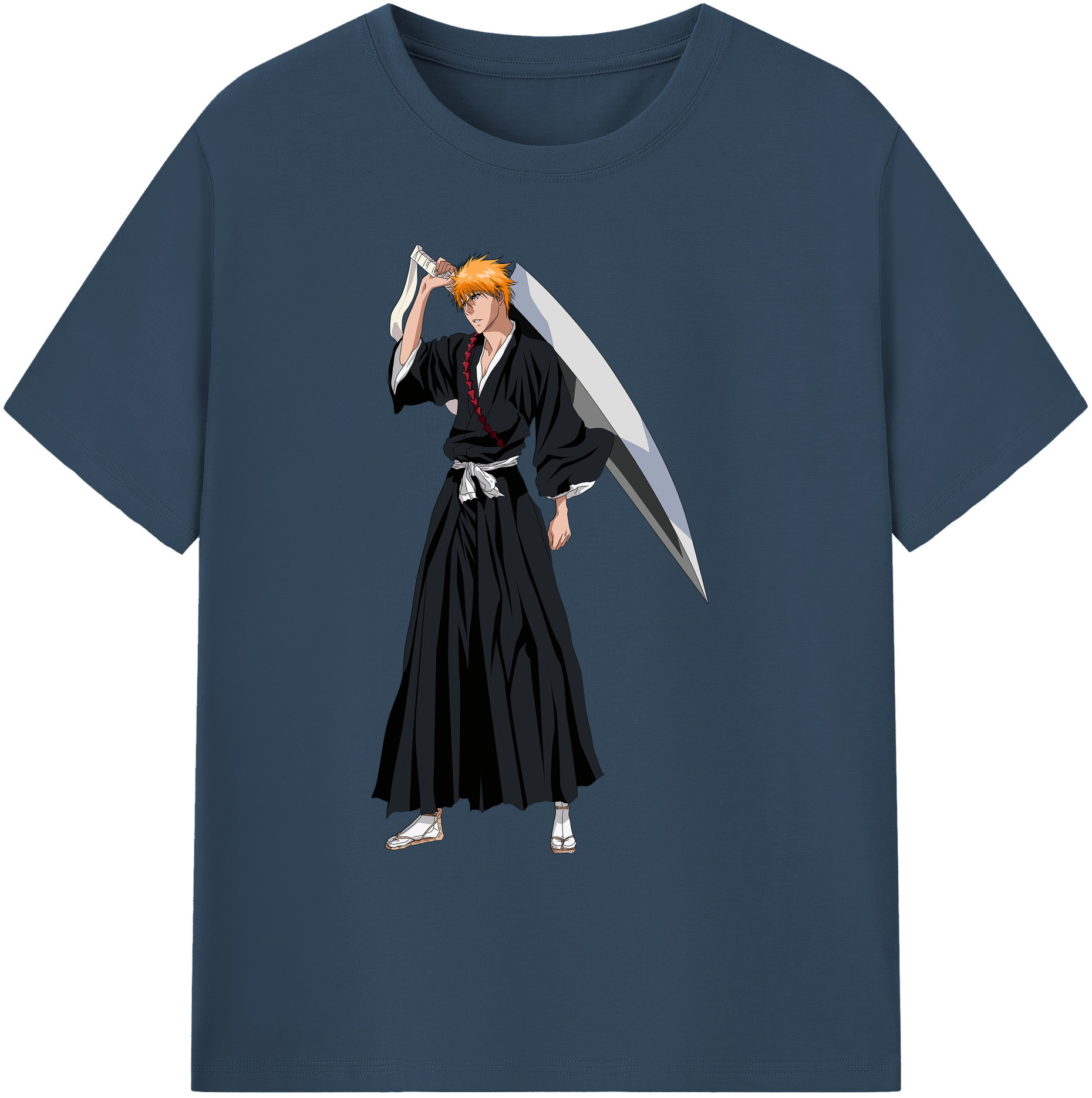 （画像用） ブリーチ 黒崎一護（くろさき いちご）BLEACH Kurosaki Ichigo 綿100％ メンズ半袖Tシャツ｜肌触りやわらか＆通気性