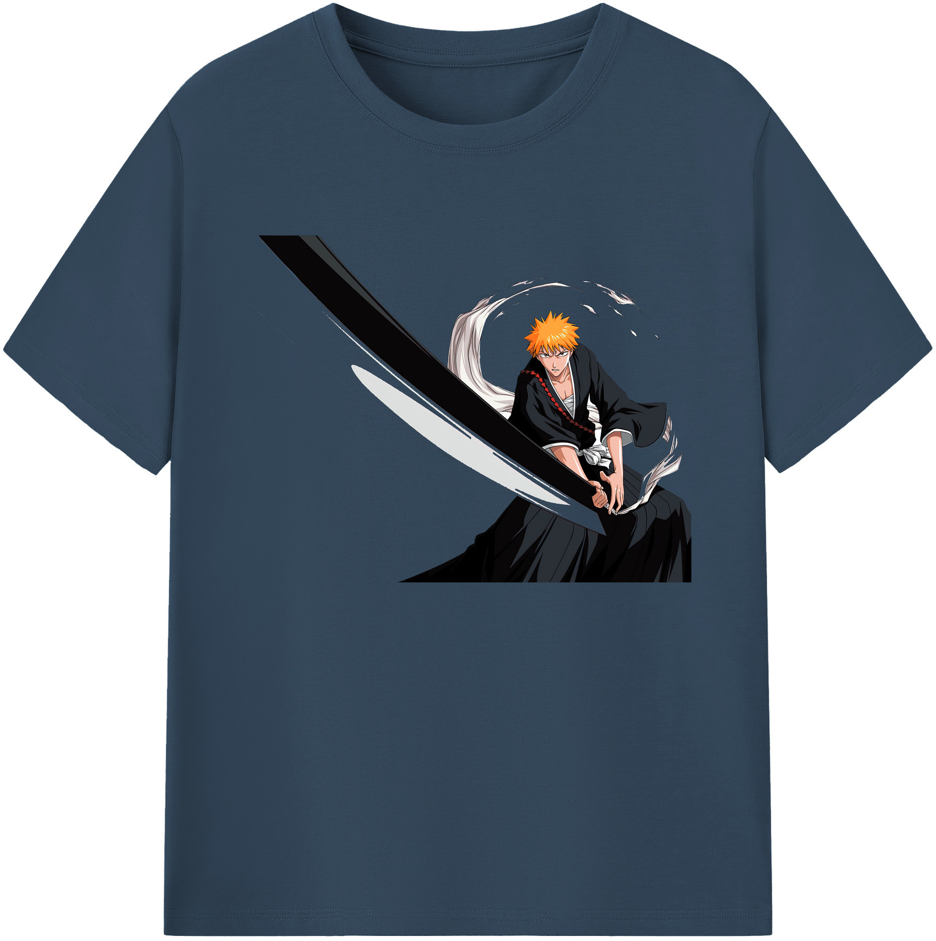 （画像用） ブリーチ 黒崎一護（くろさき いちご）BLEACH Kurosaki Ichigo 綿100％ メンズ半袖Tシャツ｜肌触りやわらか＆通気性