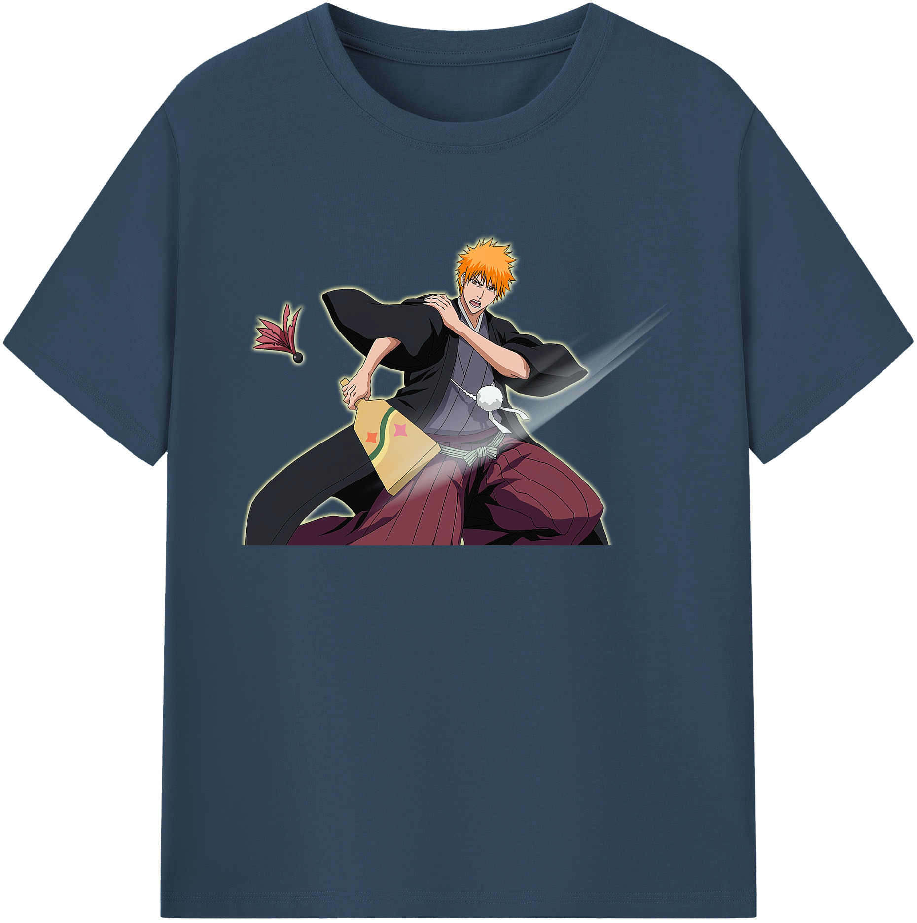 （画像用） ブリーチ 黒崎一護（くろさき いちご）BLEACH Kurosaki Ichigo 綿100％ メンズ半袖Tシャツ｜肌触りやわらか＆通気性
