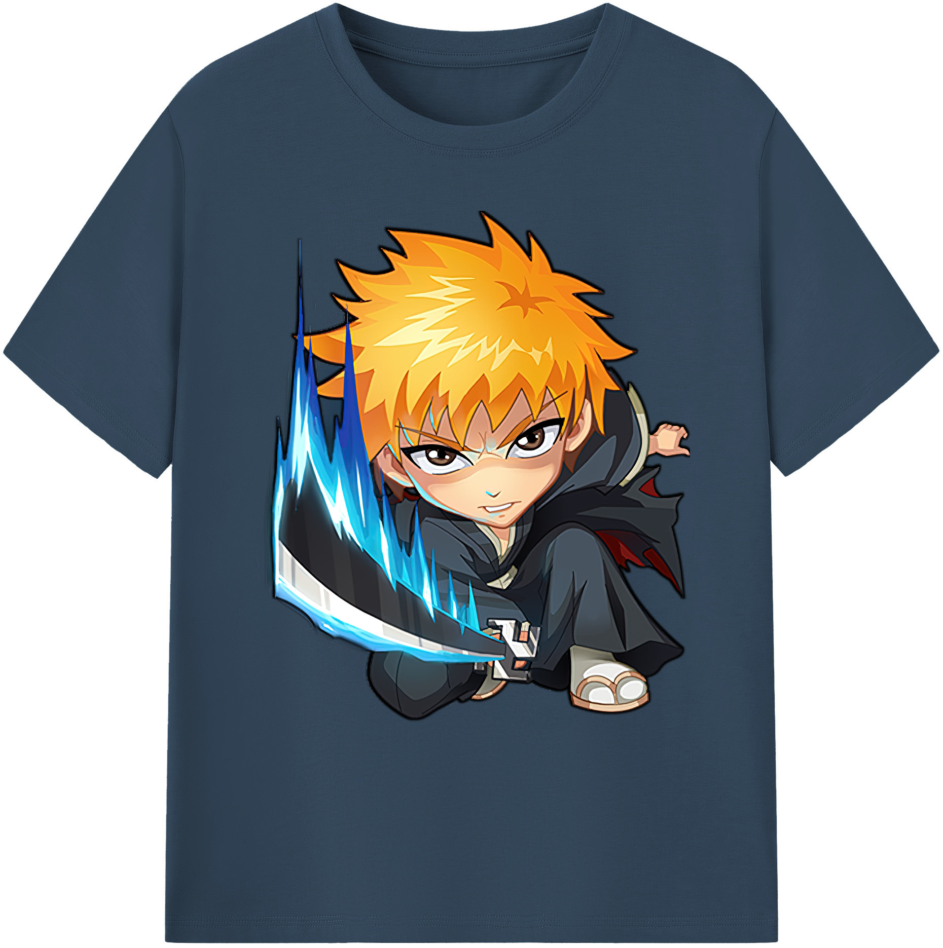 （画像用） ブリーチ 黒崎一護（くろさき いちご）BLEACH Kurosaki Ichigo 綿100％ メンズ半袖Tシャツ｜肌触りやわらか＆通気性