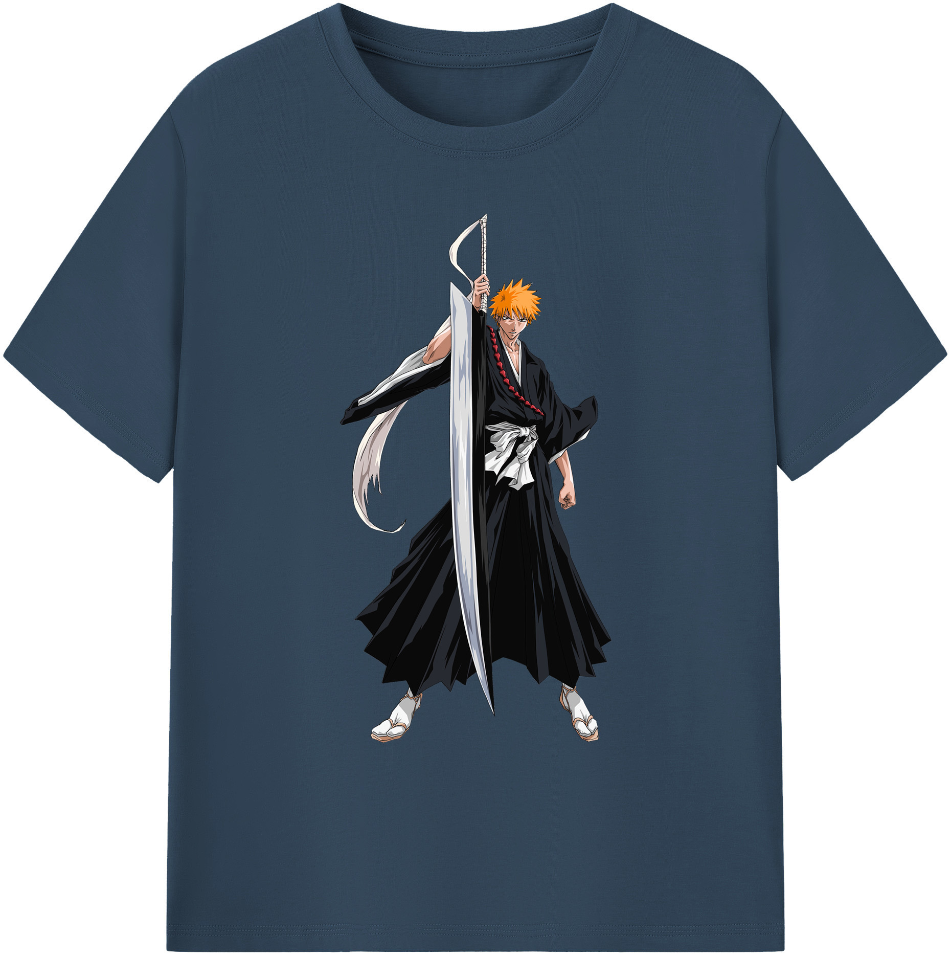 （画像用） ブリーチ 黒崎一護（くろさき いちご）BLEACH Kurosaki Ichigo 綿100％ メンズ半袖Tシャツ｜肌触りやわらか＆通気性