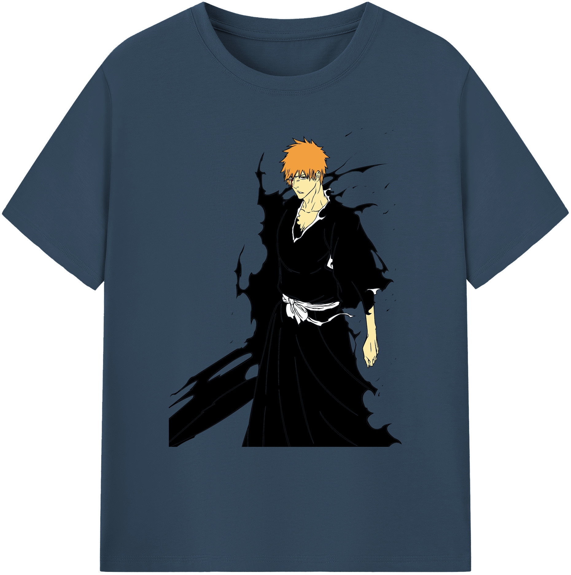 （画像用） ブリーチ 黒崎一護（くろさき いちご）BLEACH Kurosaki Ichigo 綿100％ メンズ半袖Tシャツ｜肌触りやわらか＆通気性