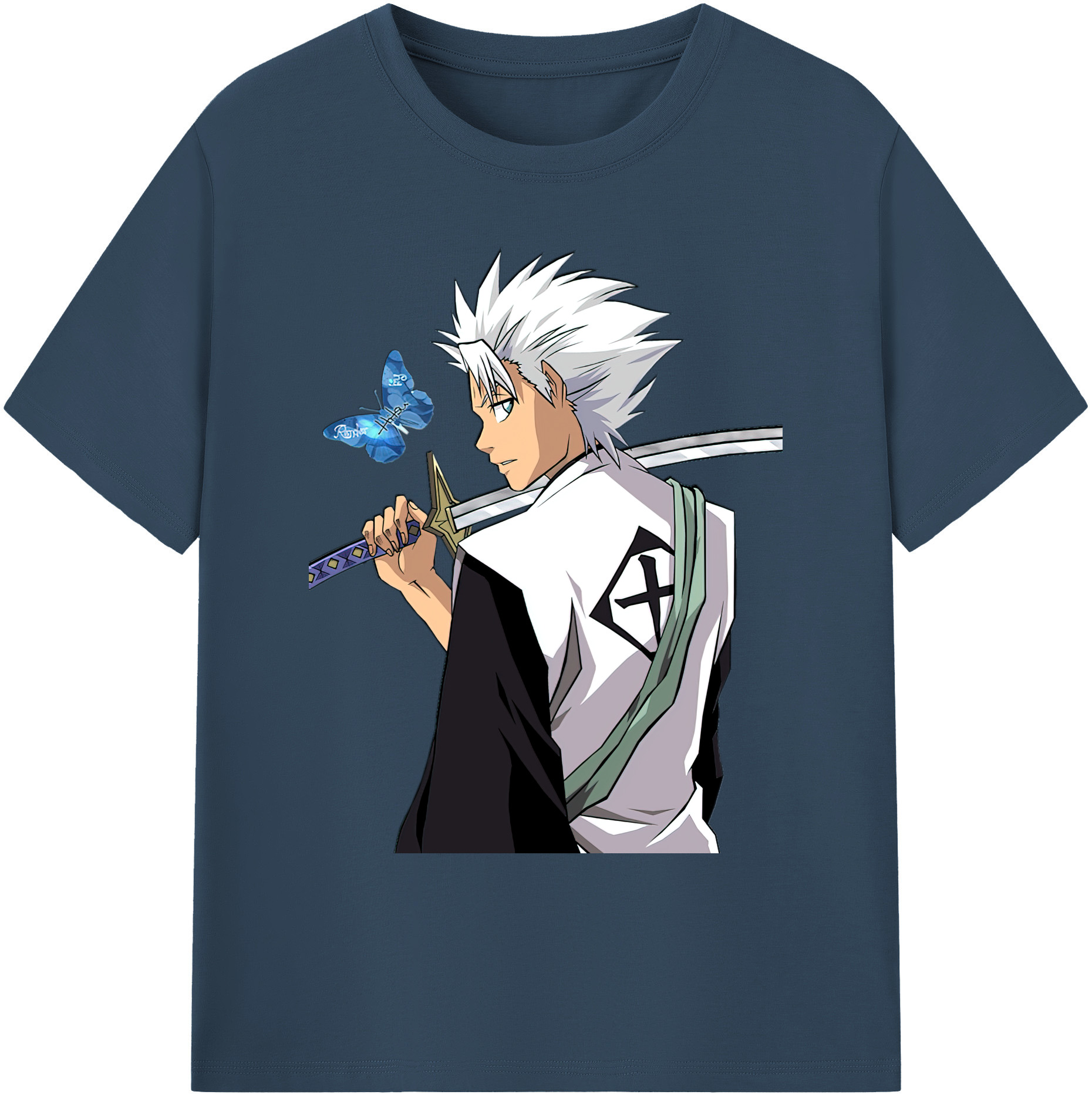 （画像用） ブリーチ 日番谷冬獅郎（ひつがや とうしろう） BLEACH Hitsugaya Toushirou 綿100％ メンズ半袖Tシャツ｜肌触りやわらか＆通気性