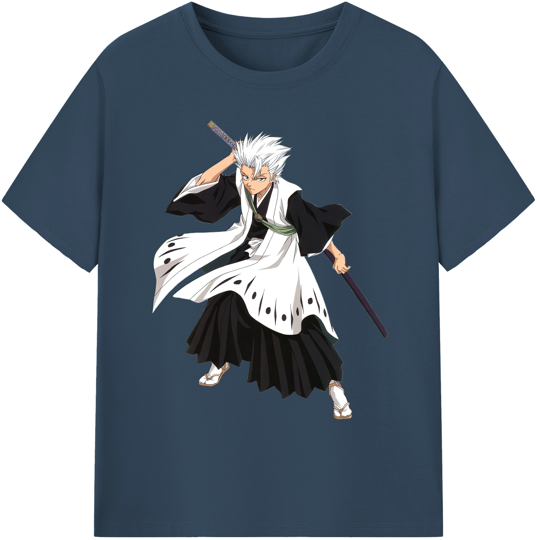（画像用） ブリーチ 日番谷冬獅郎（ひつがや とうしろう） BLEACH Hitsugaya Toushirou 綿100％ メンズ半袖Tシャツ｜肌触りやわらか＆通気性