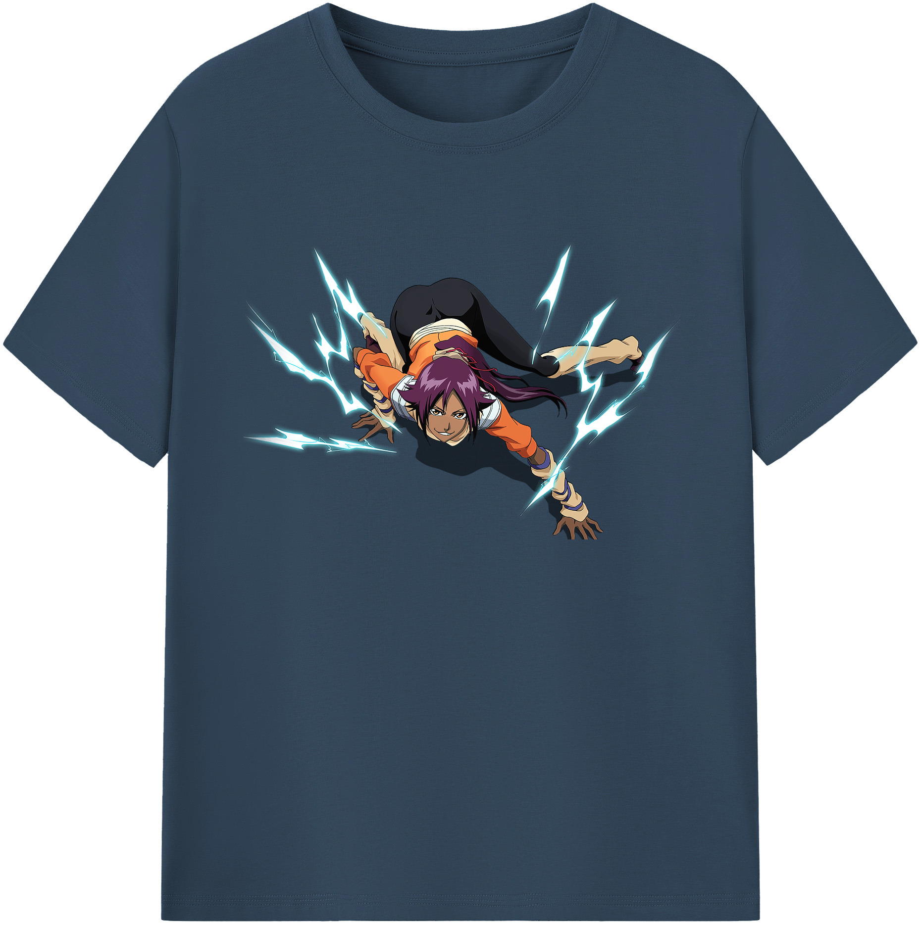 （画像用） ブリーチ 四楓院 夜一（しほういん よるいち） BLEACH Shihouin Yoruichi 綿100％ メンズ半袖Tシャツ｜肌触りやわらか＆通気性