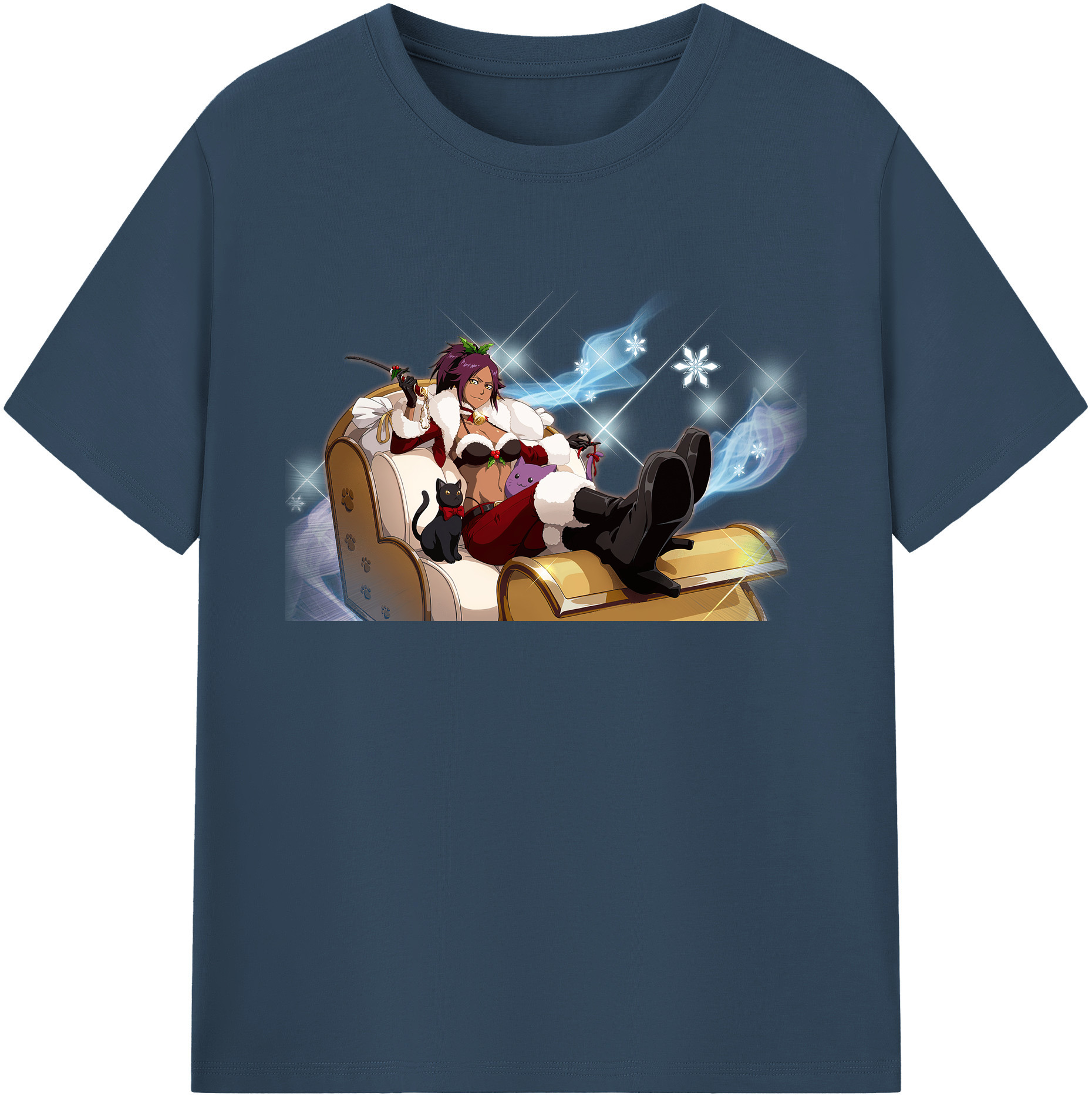 （画像用） ブリーチ 四楓院 夜一（しほういん よるいち） BLEACH Shihouin Yoruichi 綿100％ メンズ半袖Tシャツ｜肌触りやわらか＆通気性