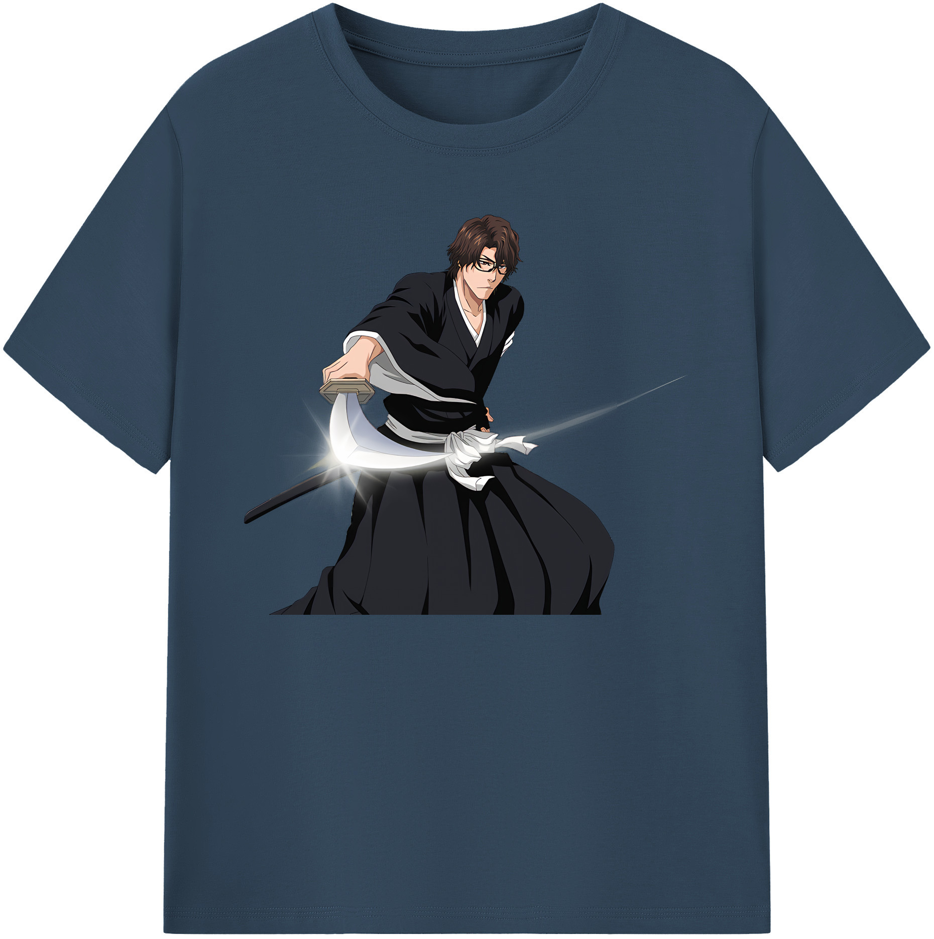 （画像用） ブリーチ 藍染 惣右介（あいぜん そうすけ） BLEACH Aizen Sousuke 綿100％ メンズ半袖Tシャツ｜肌触りやわらか＆通気性