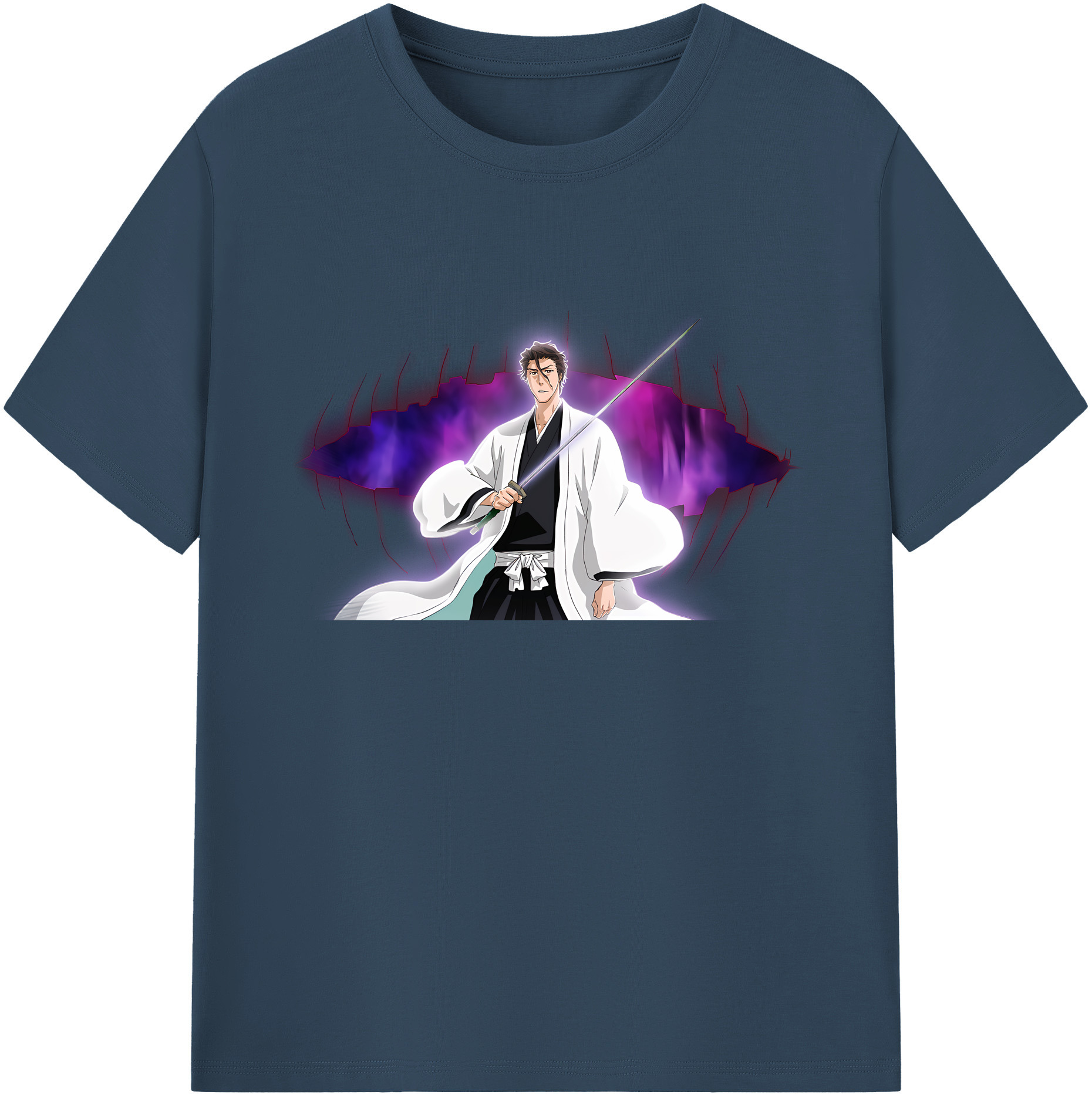 （画像用） ブリーチ 藍染 惣右介（あいぜん そうすけ） BLEACH Aizen Sousuke 綿100％ メンズ半袖Tシャツ｜肌触りやわらか＆通気性
