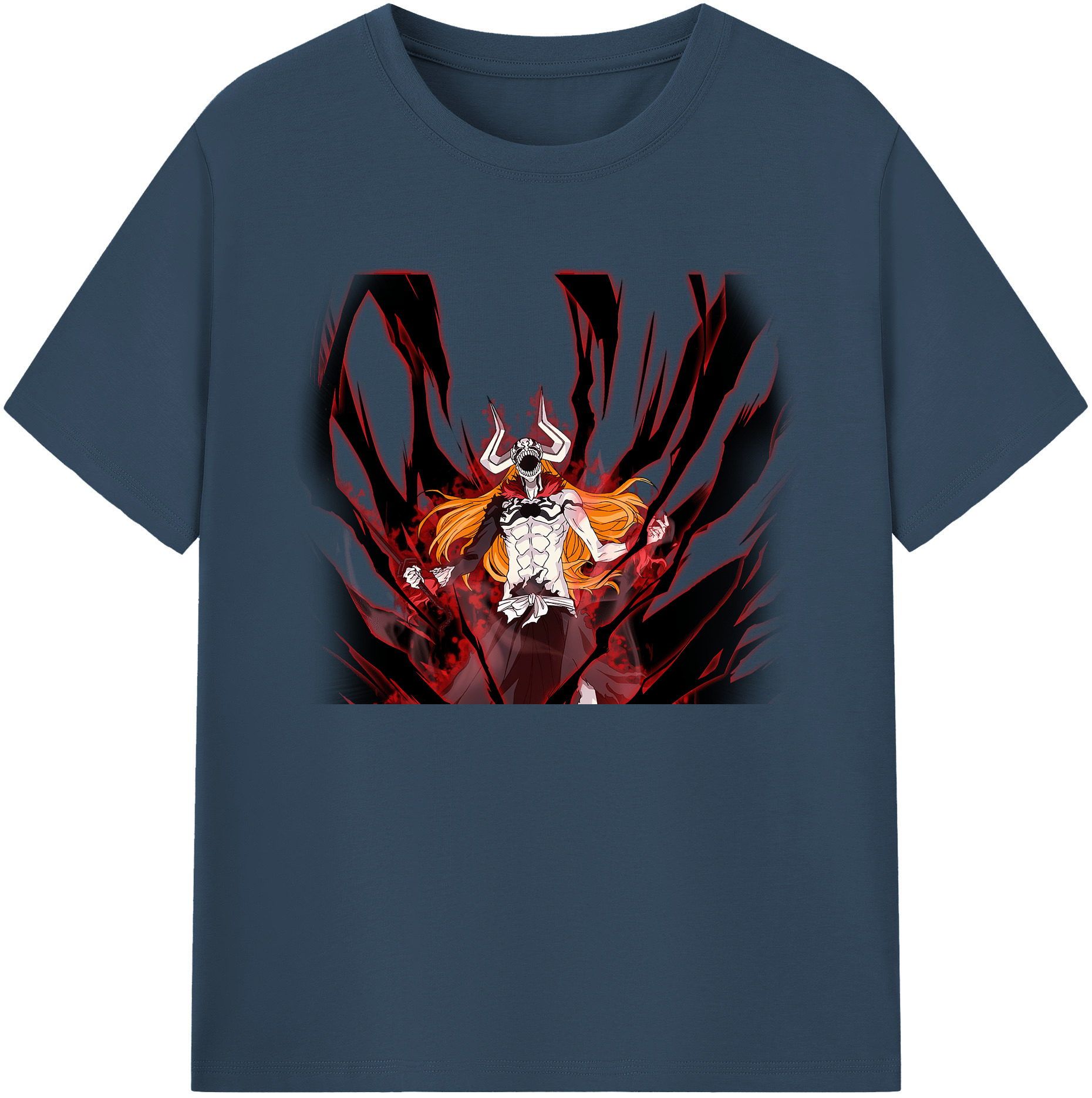 （画像用） ブリーチ 黒崎一護（くろさき いちご）BLEACH Kurosaki Ichigo 綿100％ メンズ半袖Tシャツ｜肌触りやわらか＆通気性