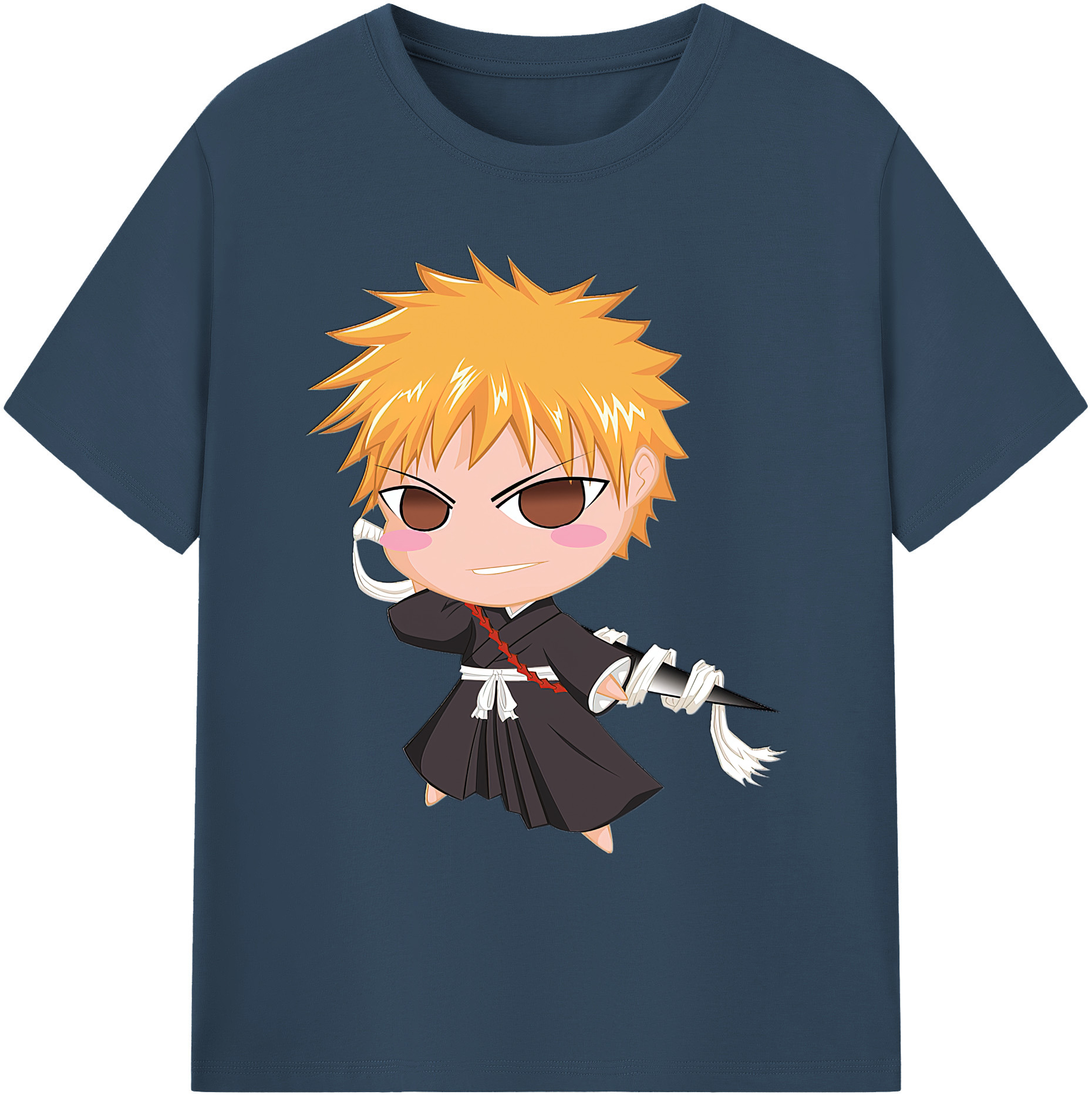 （画像用） ブリーチ 黒崎一護（くろさき いちご）BLEACH Kurosaki Ichigo 綿100％ メンズ半袖Tシャツ｜肌触りやわらか＆通気性