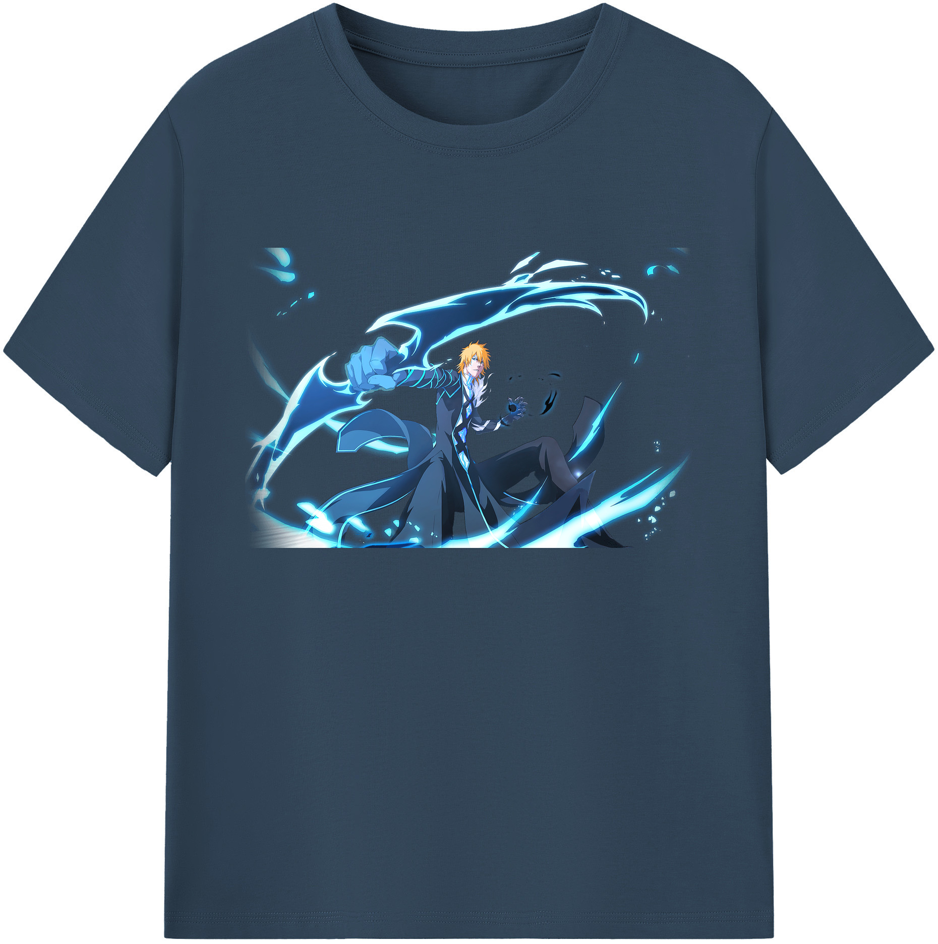 （画像用） ブリーチ 黒崎一護（くろさき いちご）BLEACH Kurosaki Ichigo 綿100％ メンズ半袖Tシャツ｜肌触りやわらか＆通気性