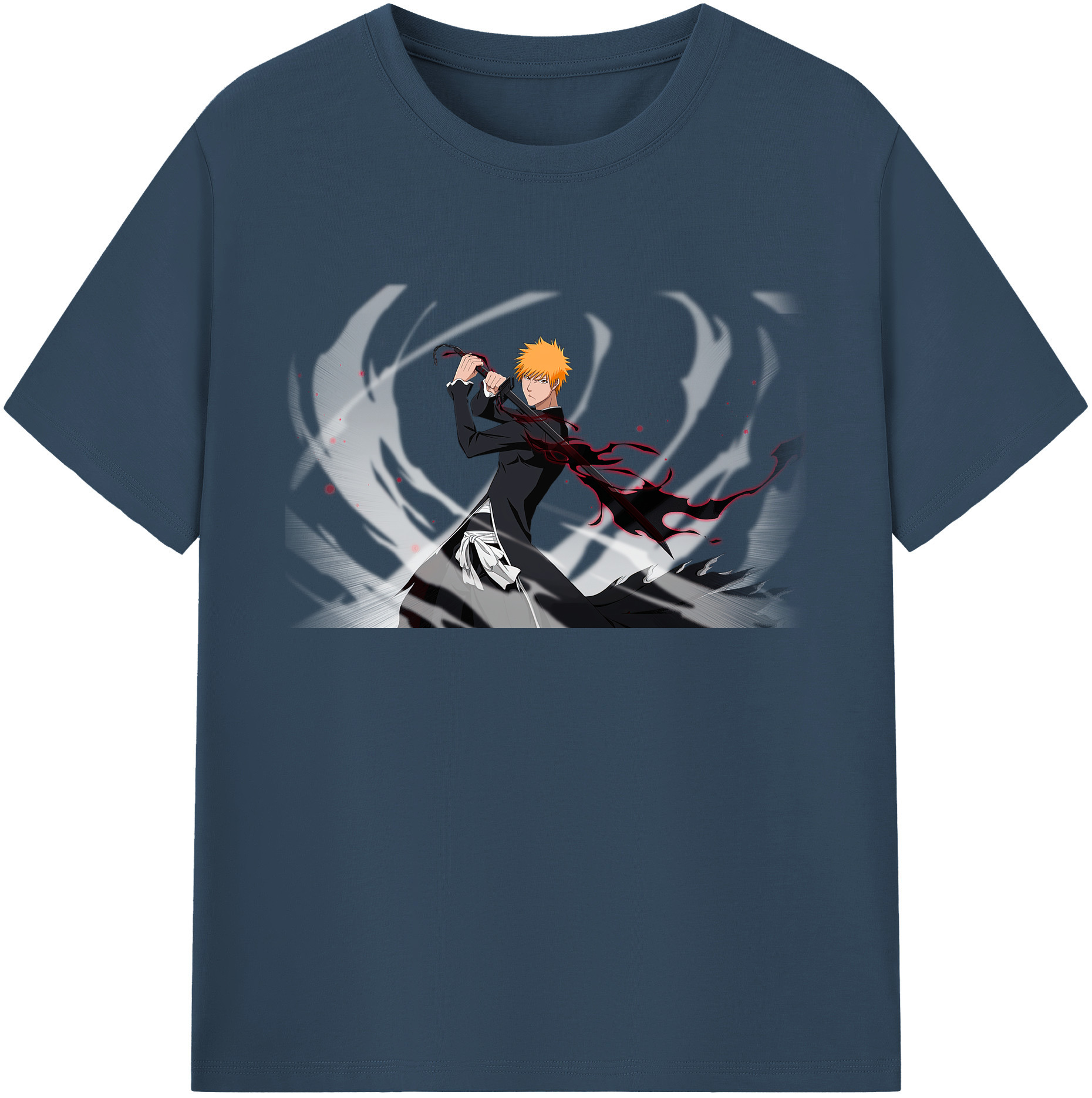 （画像用） ブリーチ 黒崎一護（くろさき いちご）BLEACH Kurosaki Ichigo 綿100％ メンズ半袖Tシャツ｜肌触りやわらか＆通気性