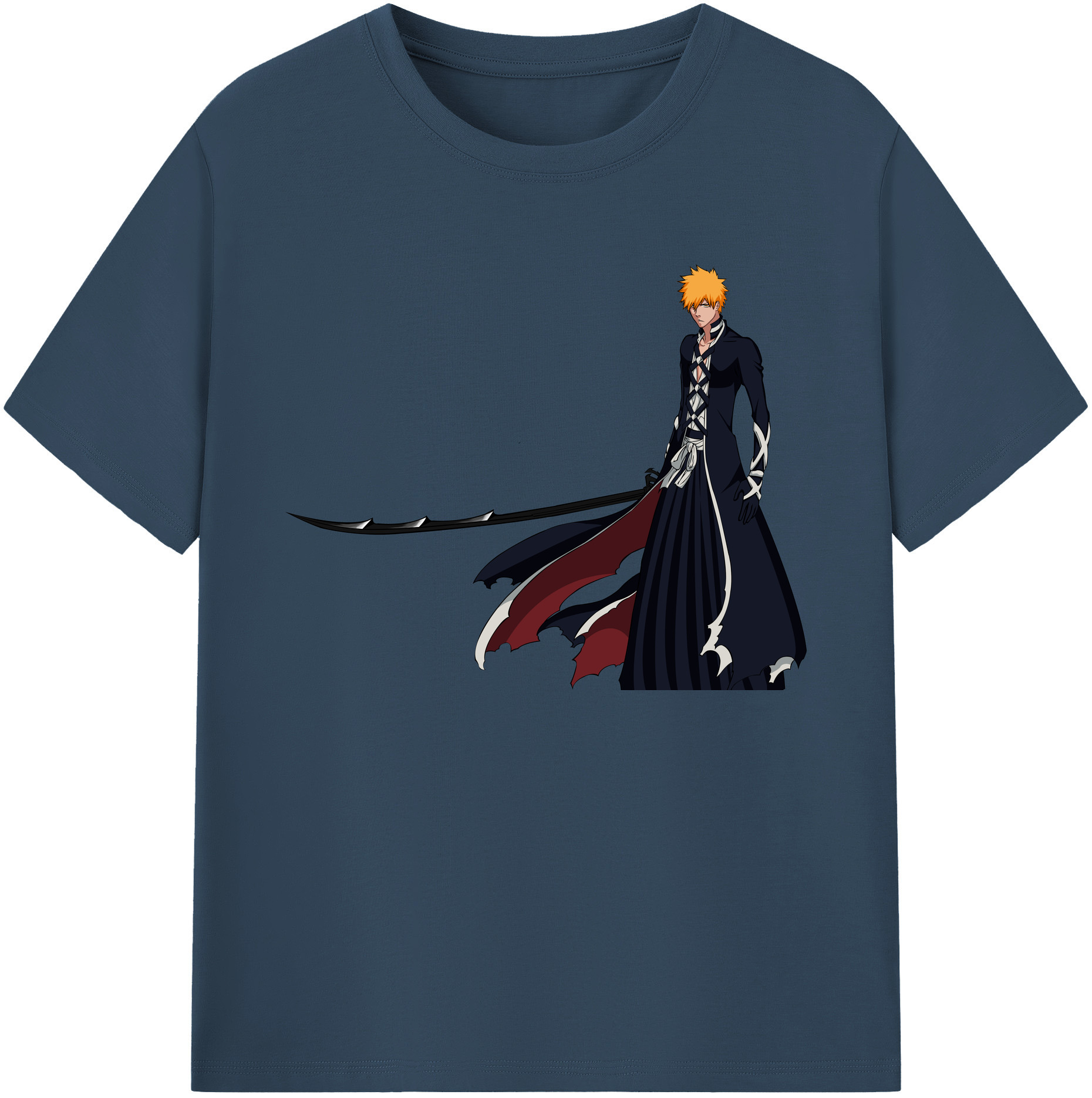 （画像用） ブリーチ 黒崎一護（くろさき いちご）BLEACH Kurosaki Ichigo 綿100％ メンズ半袖Tシャツ｜肌触りやわらか＆通気性