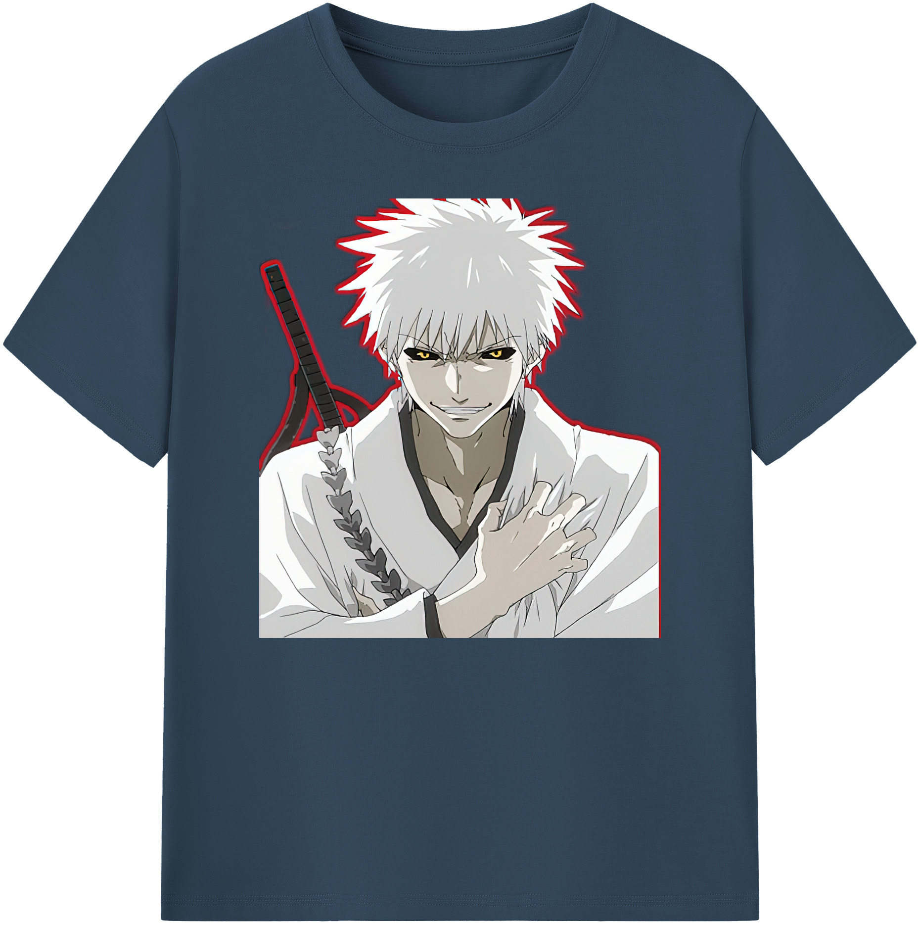 （画像用） ブリーチ 黒崎一護（くろさき いちご）BLEACH Kurosaki Ichigo 綿100％ メンズ半袖Tシャツ｜肌触りやわらか＆通気性