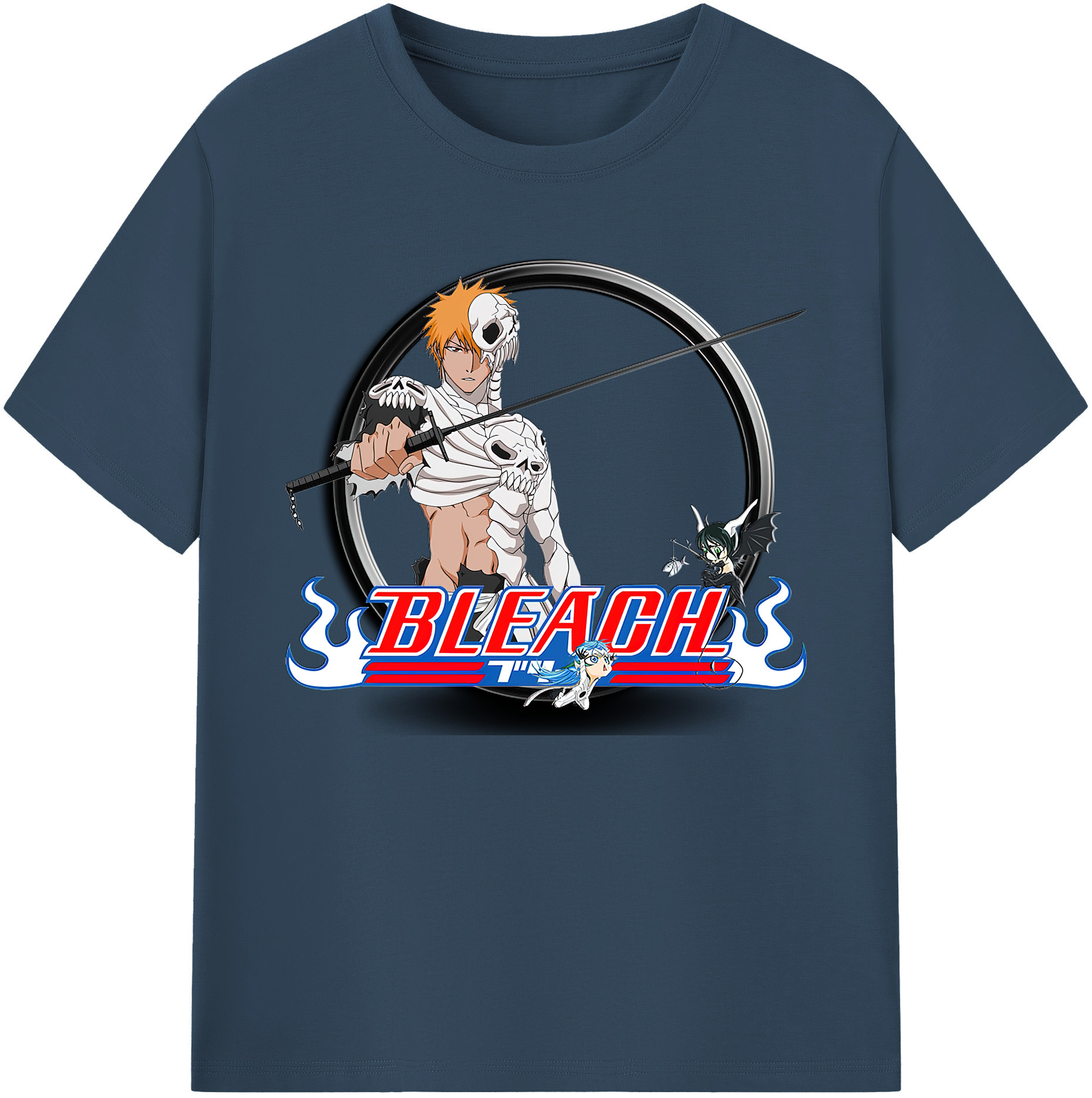 （画像用） ブリーチ 黒崎一護（くろさき いちご）BLEACH Kurosaki Ichigo 綿100％ メンズ半袖Tシャツ｜肌触りやわらか＆通気性