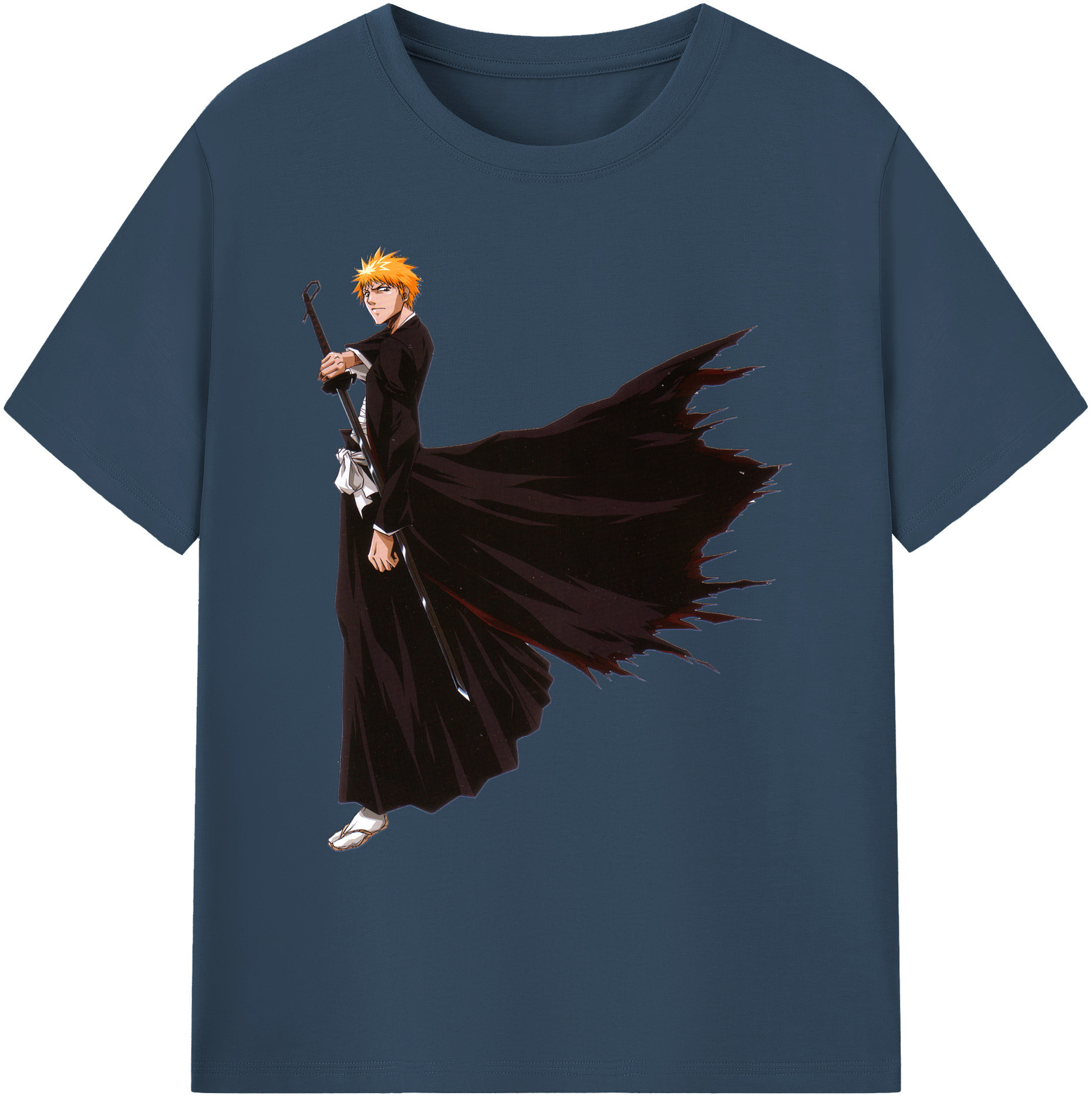 （画像用） ブリーチ 黒崎一護（くろさき いちご）BLEACH Kurosaki Ichigo 綿100％ メンズ半袖Tシャツ｜肌触りやわらか＆通気性