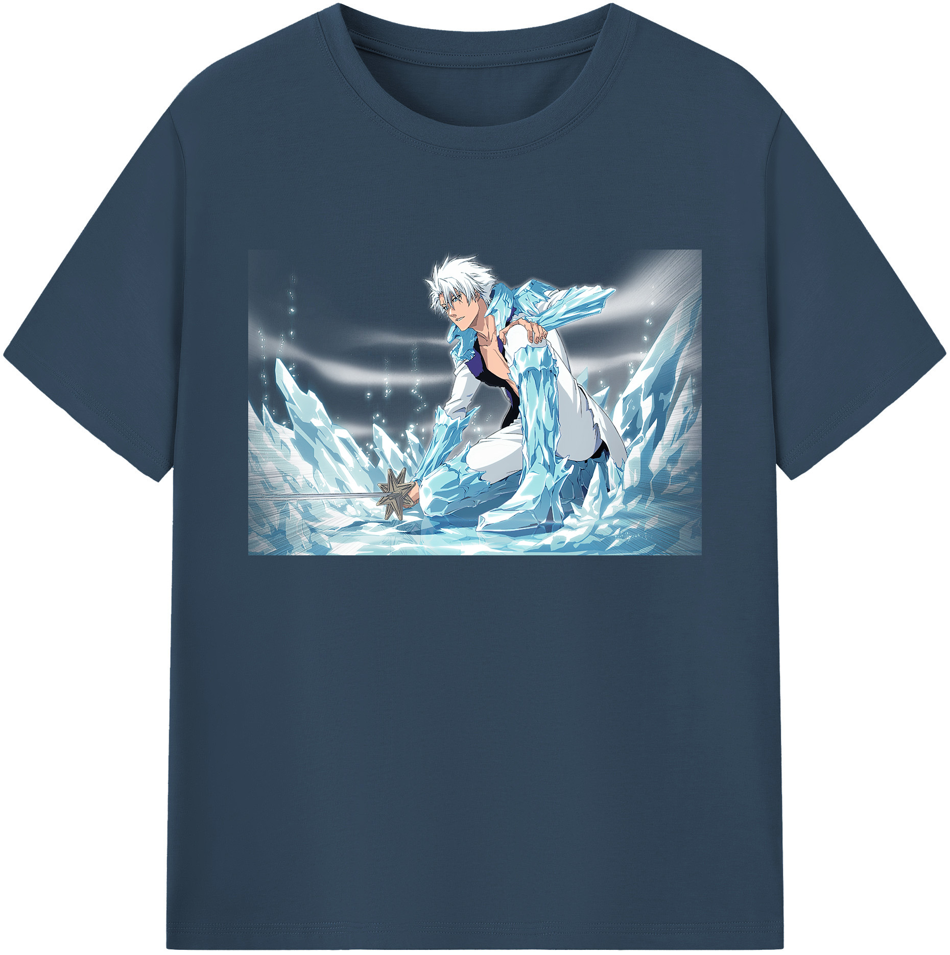 （画像用） ブリーチ 日番谷冬獅郎（ひつがや とうしろう） BLEACH Hitsugaya Toushirou 綿100％ メンズ半袖Tシャツ｜肌触りやわらか＆通気性