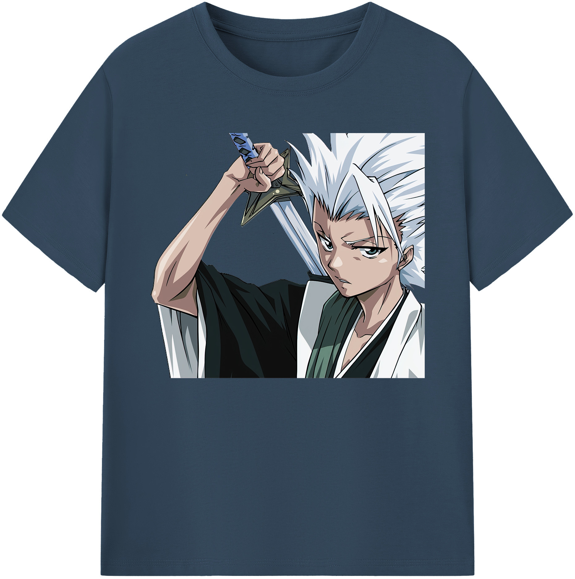（画像用） ブリーチ 日番谷冬獅郎（ひつがや とうしろう） BLEACH Hitsugaya Toushirou 綿100％ メンズ半袖Tシャツ｜肌触りやわらか＆通気性