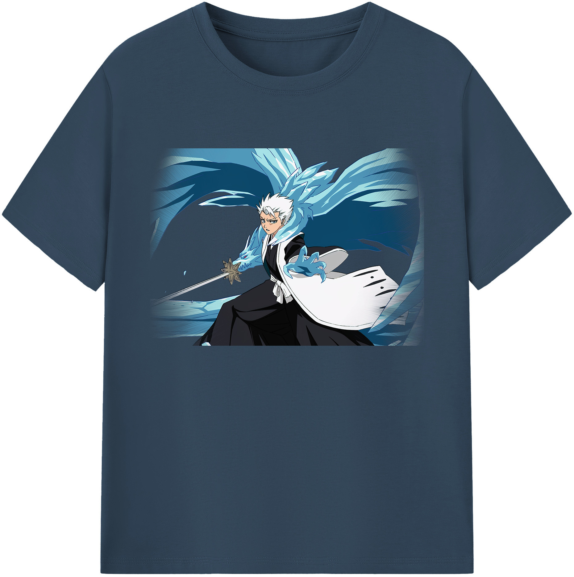 （画像用） ブリーチ 日番谷冬獅郎（ひつがや とうしろう） BLEACH Hitsugaya Toushirou 綿100％ メンズ半袖Tシャツ｜肌触りやわらか＆通気性