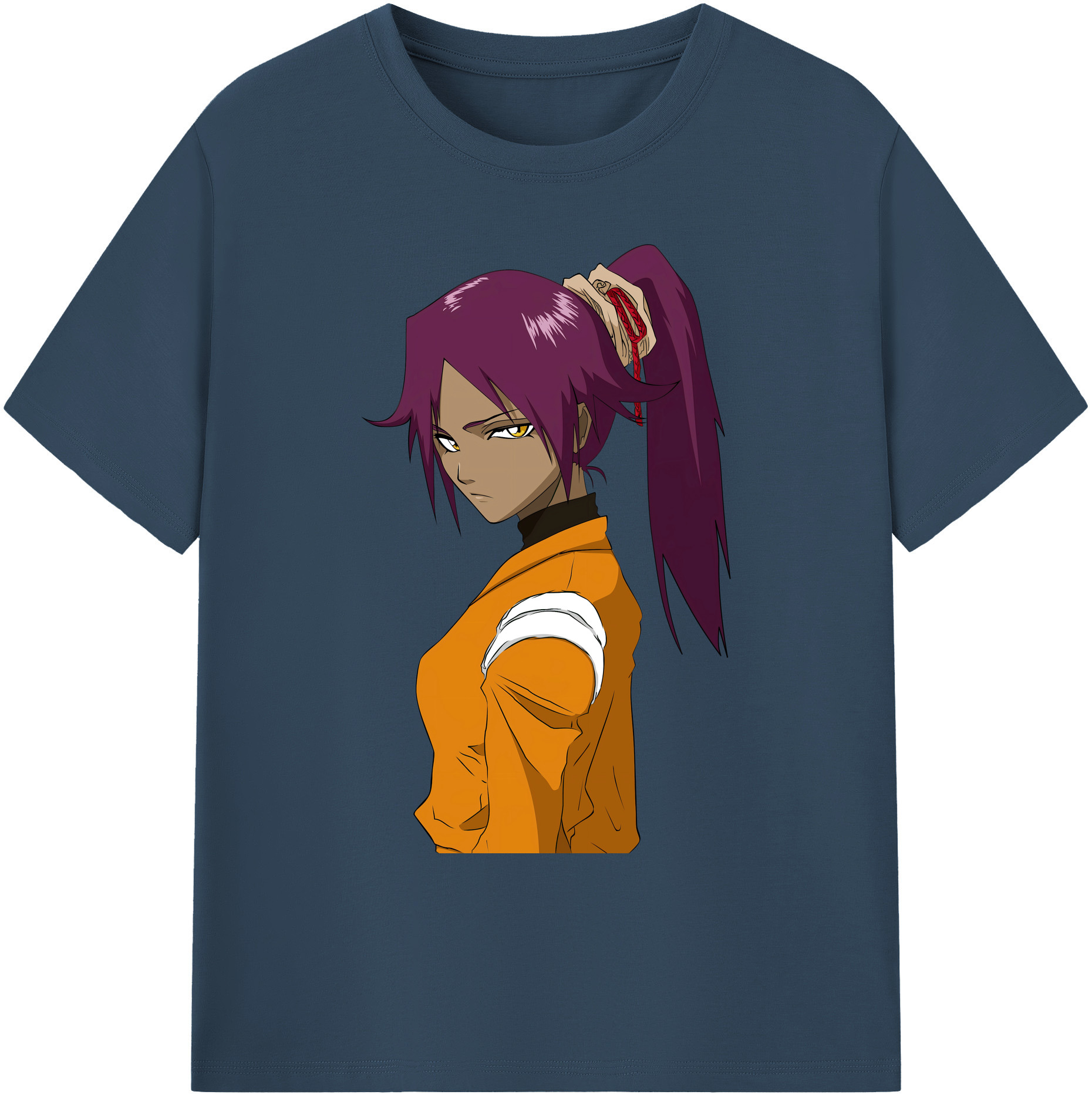（画像用） ブリーチ 四楓院 夜一（しほういん よるいち） BLEACH Shihouin Yoruichi 綿100％ メンズ半袖Tシャツ｜肌触りやわらか＆通気性