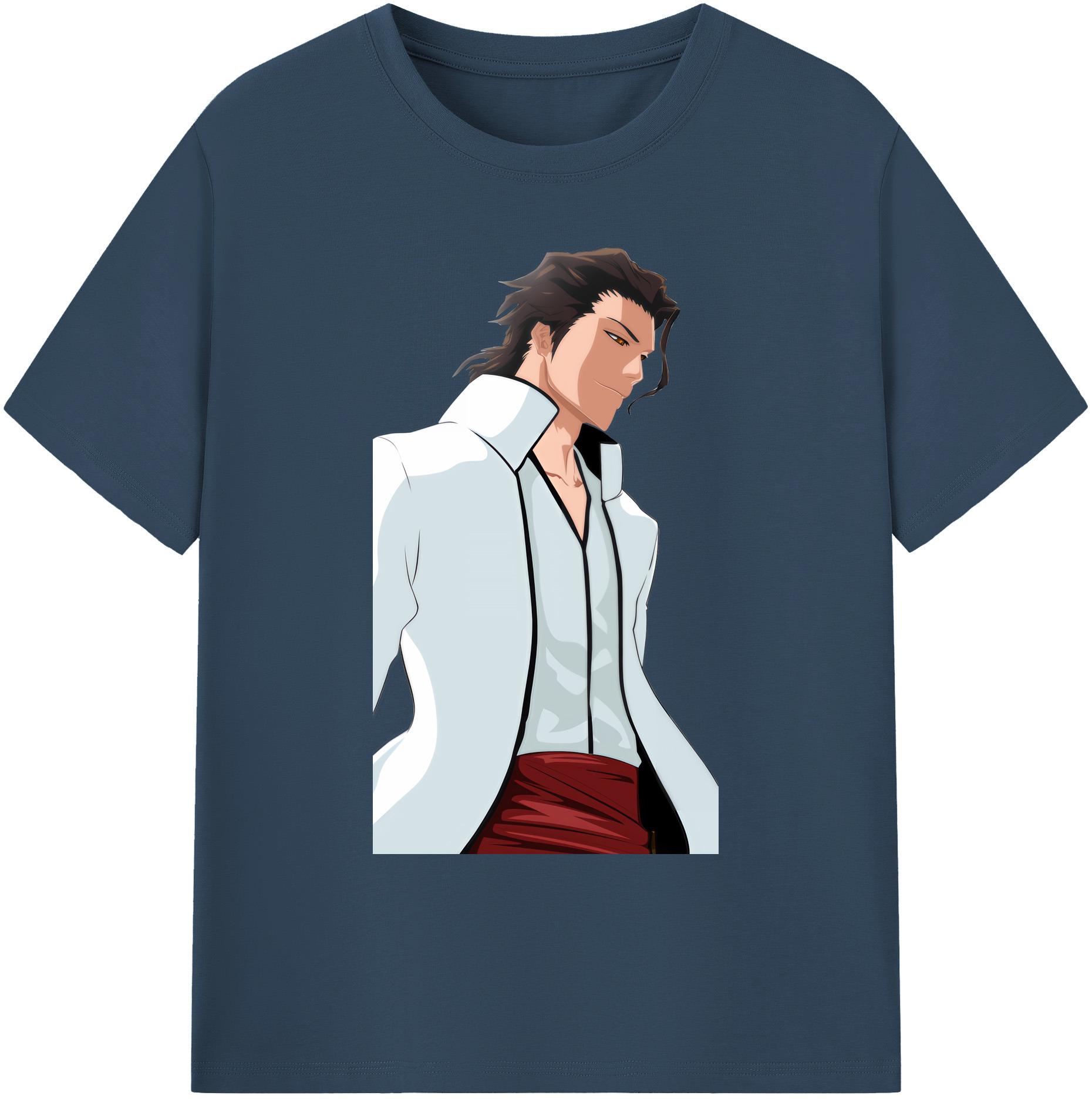 （画像用） ブリーチ 藍染 惣右介（あいぜん そうすけ） BLEACH Aizen Sousuke 綿100％ メンズ半袖Tシャツ｜肌触りやわらか＆通気性