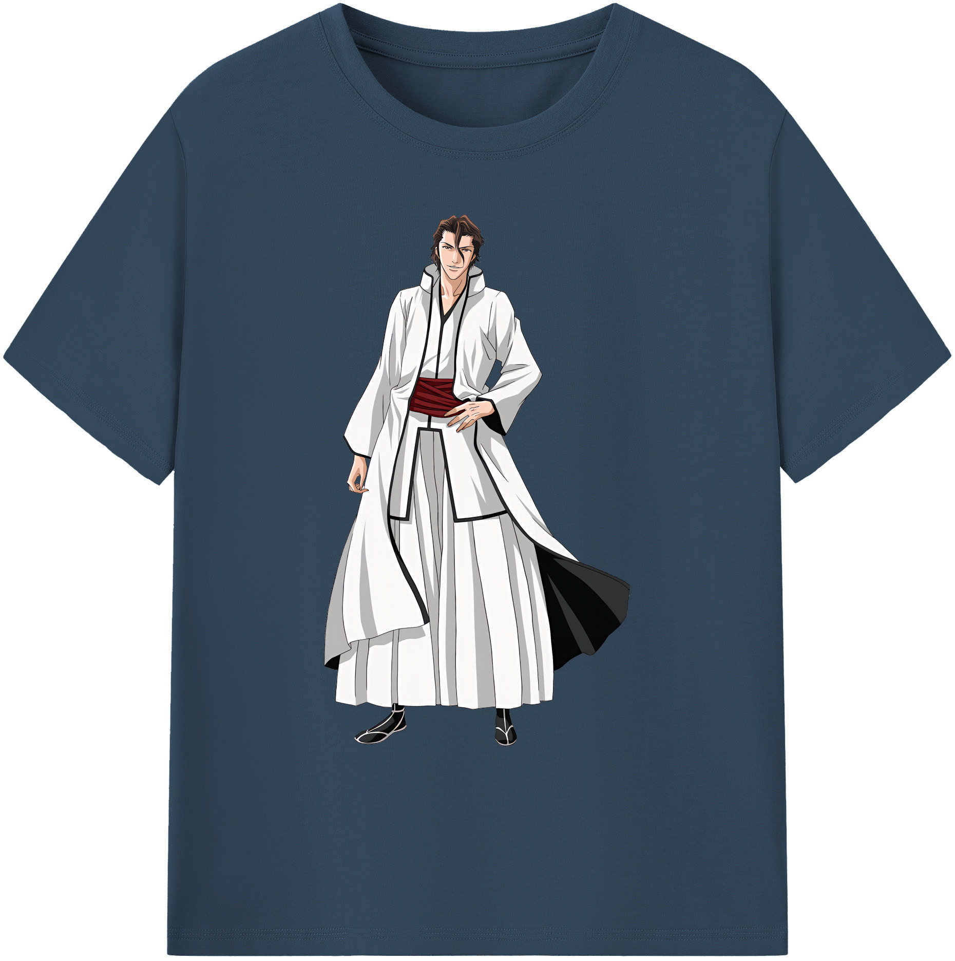 （画像用） ブリーチ 藍染 惣右介（あいぜん そうすけ） BLEACH Aizen Sousuke 綿100％ メンズ半袖Tシャツ｜肌触りやわらか＆通気性