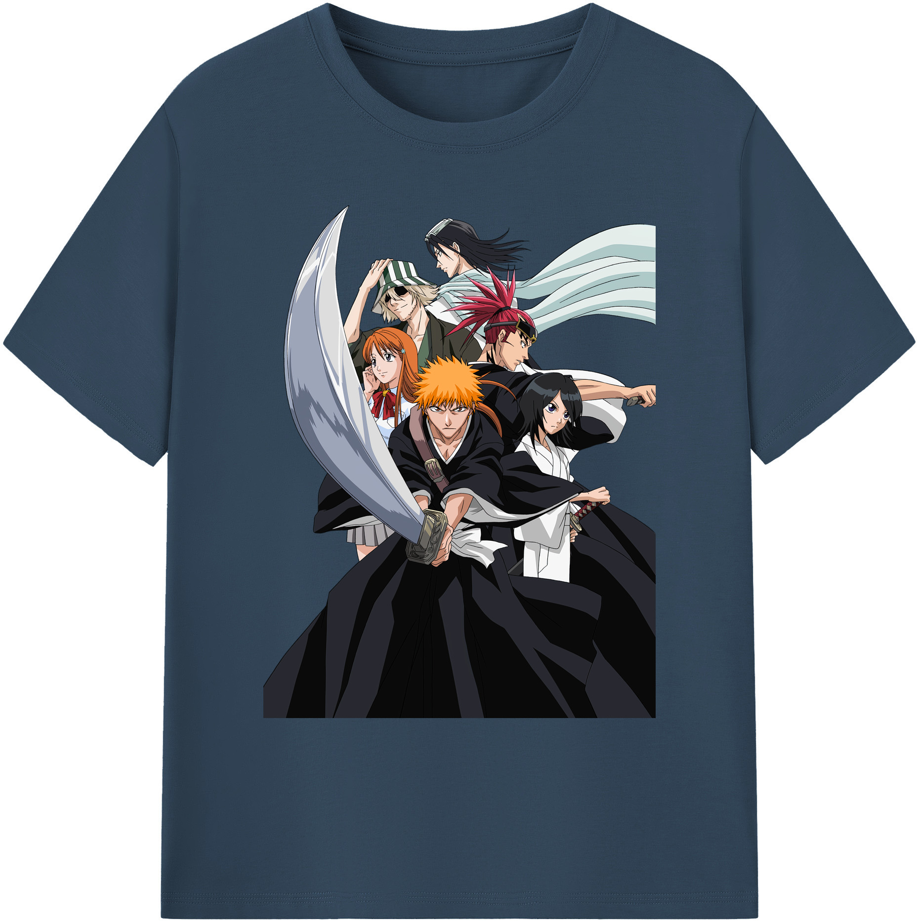 （画像用） ブリーチ 黒崎一護（くろさき いちご）BLEACH Kurosaki Ichigo 綿100％ メンズ半袖Tシャツ｜肌触りやわらか＆通気性