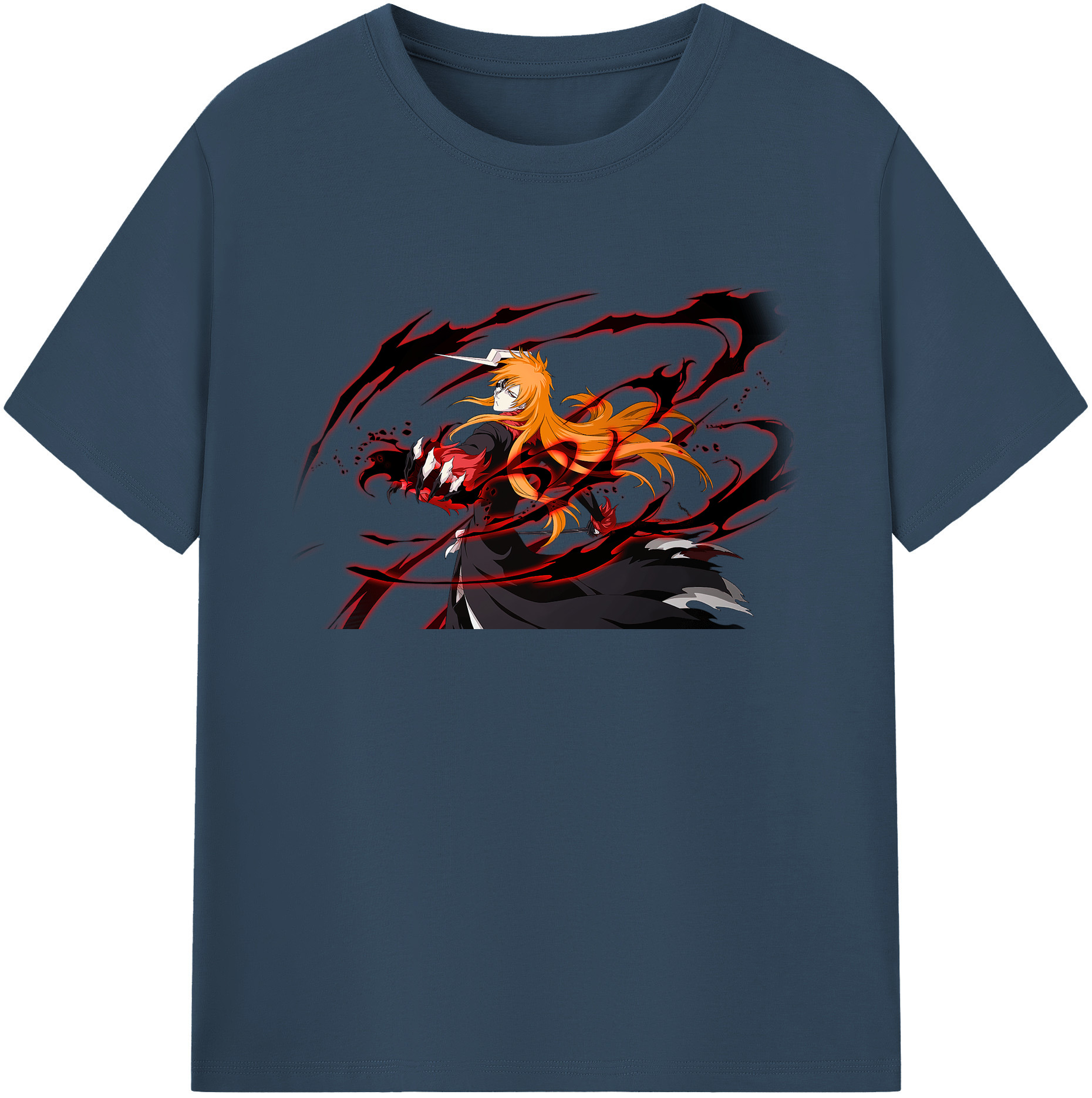 （画像用） ブリーチ 黒崎一護（くろさき いちご）BLEACH Kurosaki Ichigo 綿100％ メンズ半袖Tシャツ｜肌触りやわらか＆通気性