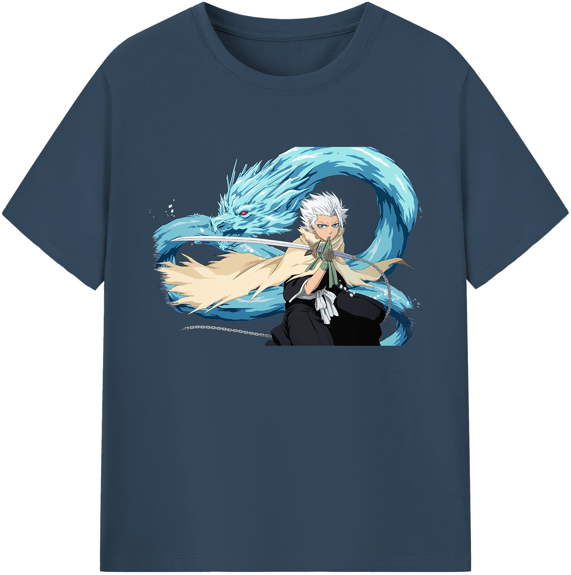 （画像用） ブリーチ 日番谷冬獅郎（ひつがや とうしろう） BLEACH Hitsugaya Toushirou 綿100％ メンズ半袖Tシャツ｜肌触りやわらか＆通気性