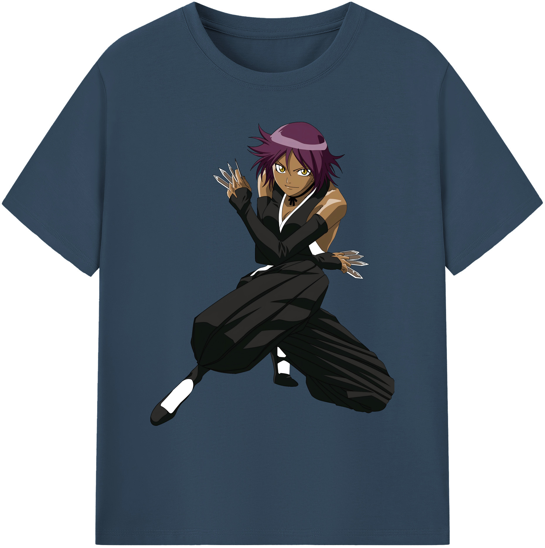 （画像用） ブリーチ 四楓院 夜一（しほういん よるいち） BLEACH Shihouin Yoruichi 綿100％ メンズ半袖Tシャツ｜肌触りやわらか＆通気性