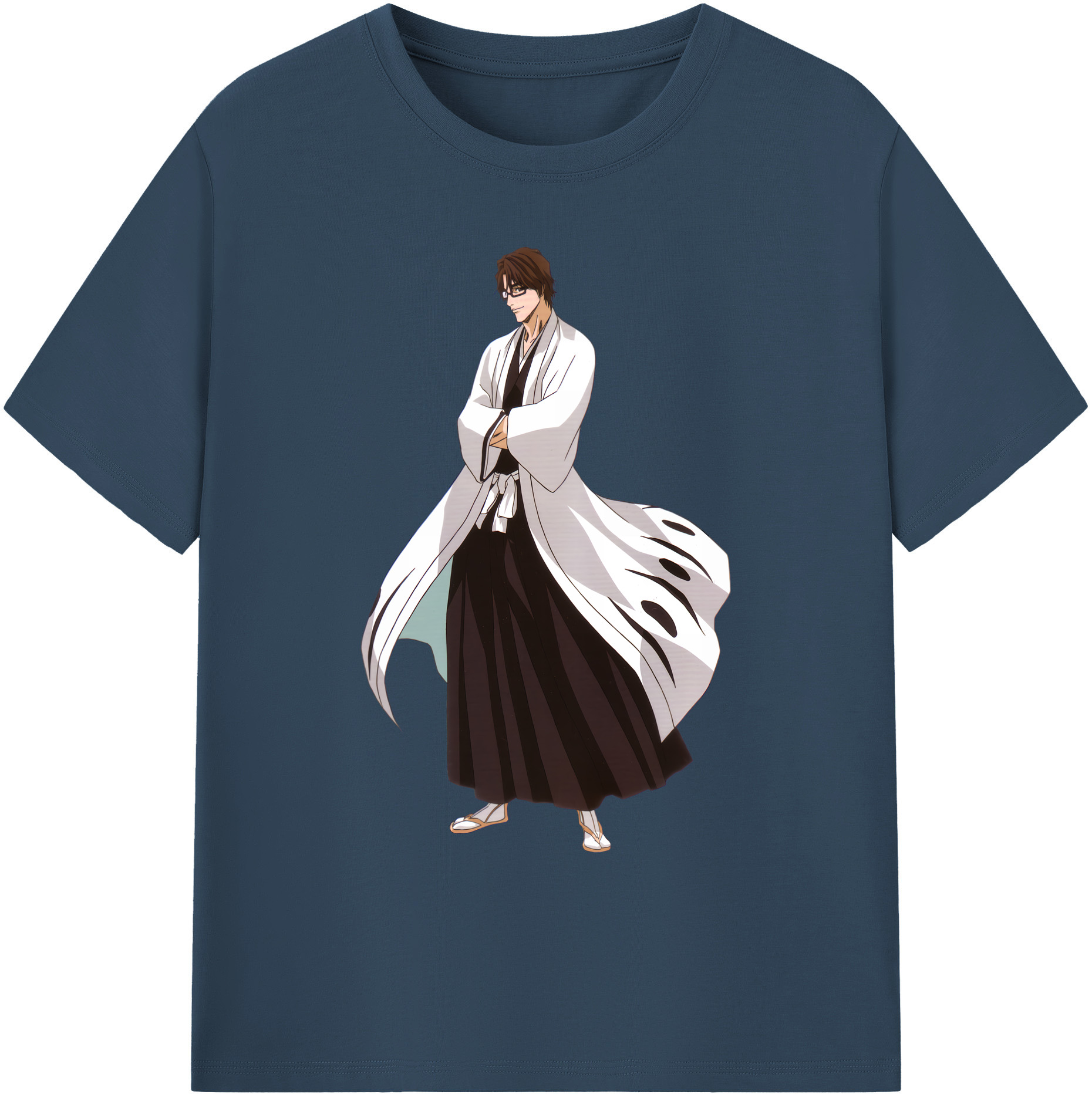 （画像用） ブリーチ 藍染 惣右介（あいぜん そうすけ） BLEACH Aizen Sousuke 綿100％ メンズ半袖Tシャツ｜肌触りやわらか＆通気性