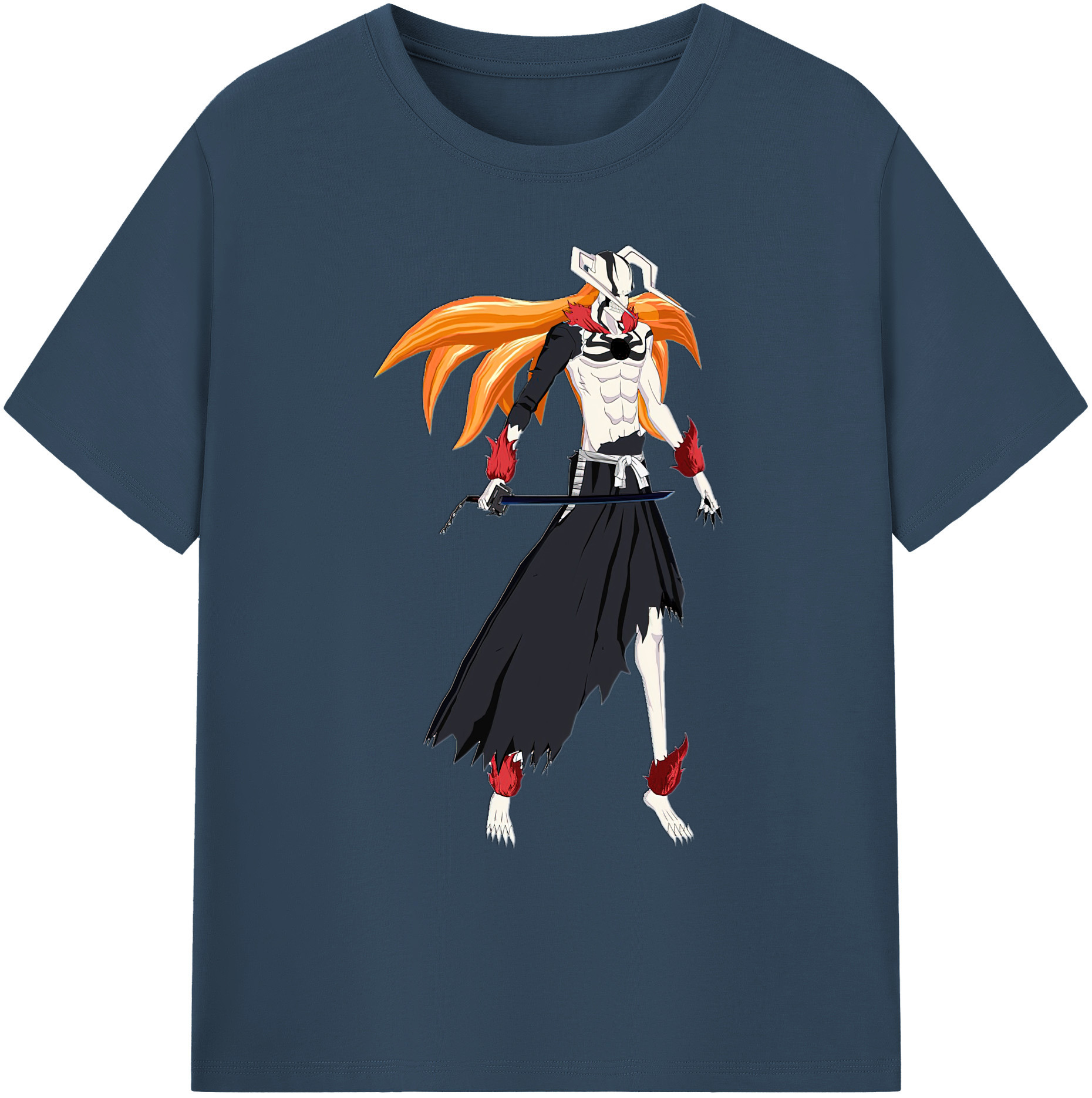 （画像用） ブリーチ 黒崎一護（くろさき いちご）BLEACH Kurosaki Ichigo 綿100％ メンズ半袖Tシャツ｜肌触りやわらか＆通気性