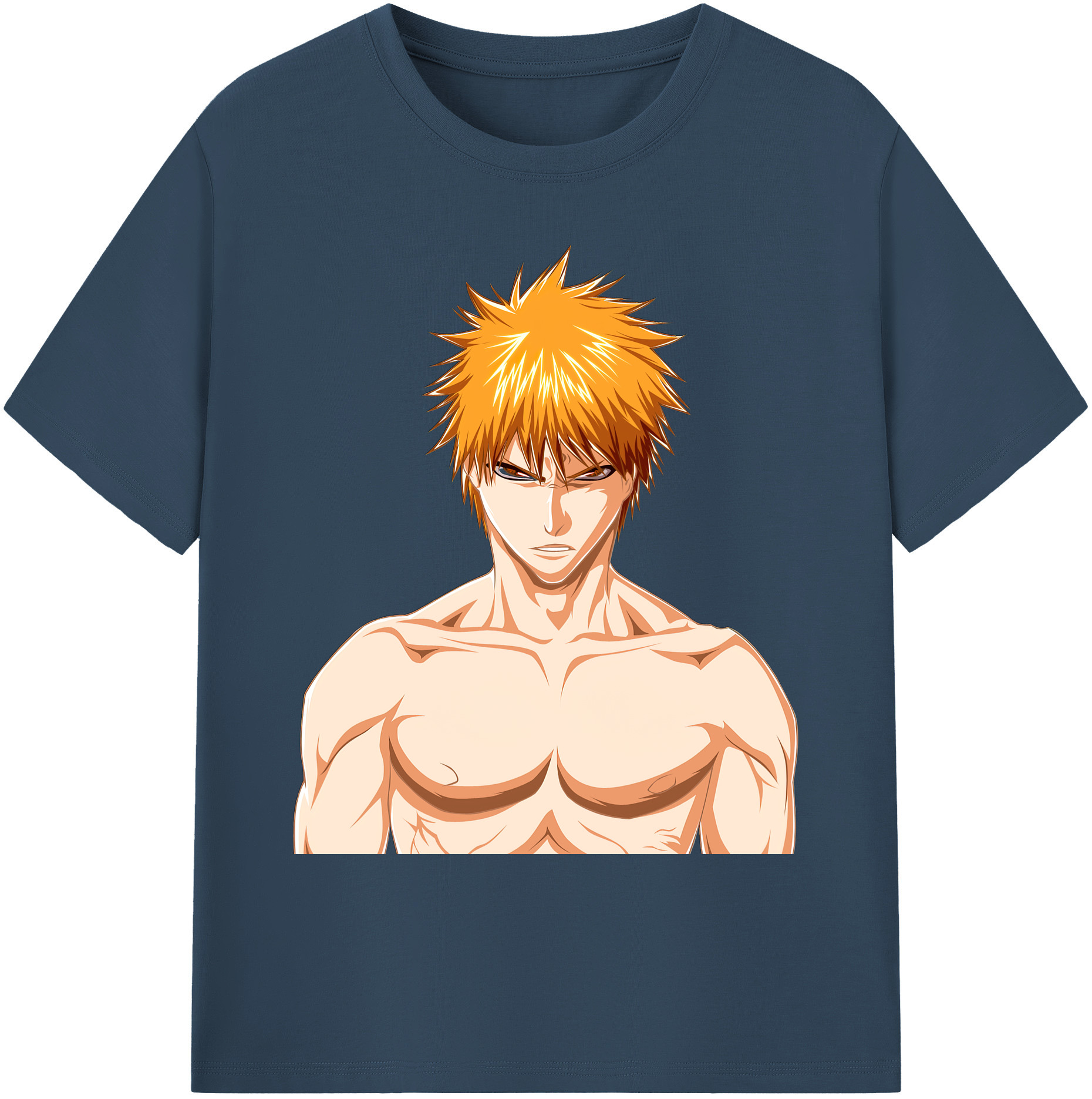 （画像用） ブリーチ 黒崎一護（くろさき いちご）BLEACH Kurosaki Ichigo 綿100％ メンズ半袖Tシャツ｜肌触りやわらか＆通気性