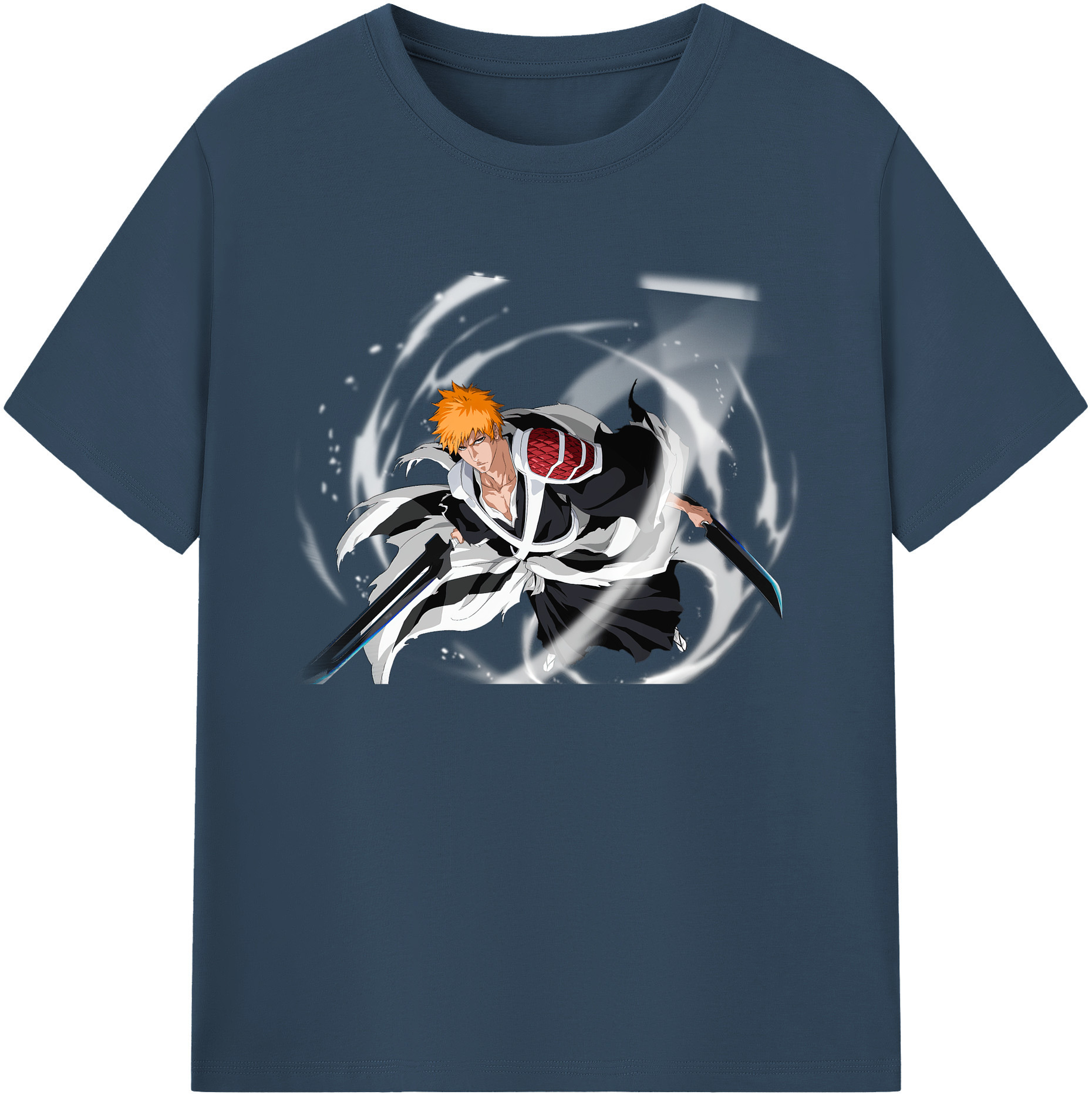 （画像用） ブリーチ 黒崎一護（くろさき いちご）BLEACH Kurosaki Ichigo 綿100％ メンズ半袖Tシャツ｜肌触りやわらか＆通気性