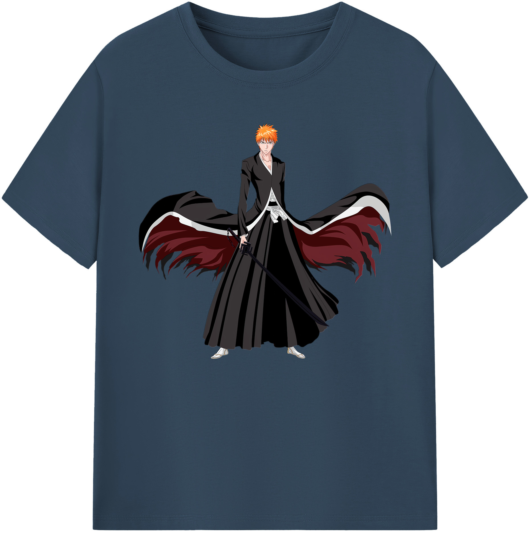 （画像用） ブリーチ 黒崎一護（くろさき いちご）BLEACH Kurosaki Ichigo 綿100％ メンズ半袖Tシャツ｜肌触りやわらか＆通気性