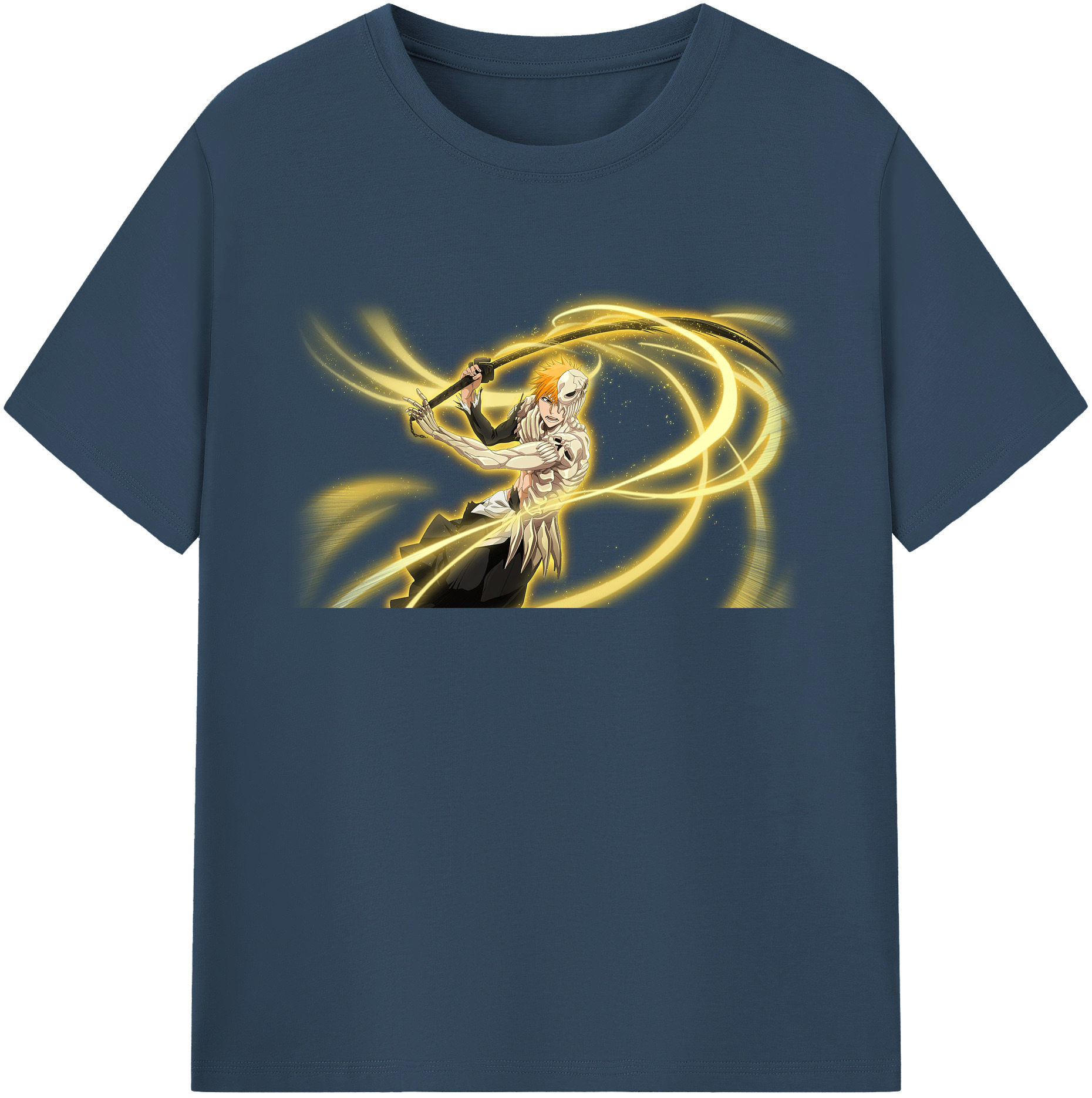 （画像用） ブリーチ 黒崎一護（くろさき いちご）BLEACH Kurosaki Ichigo 綿100％ メンズ半袖Tシャツ｜肌触りやわらか＆通気性