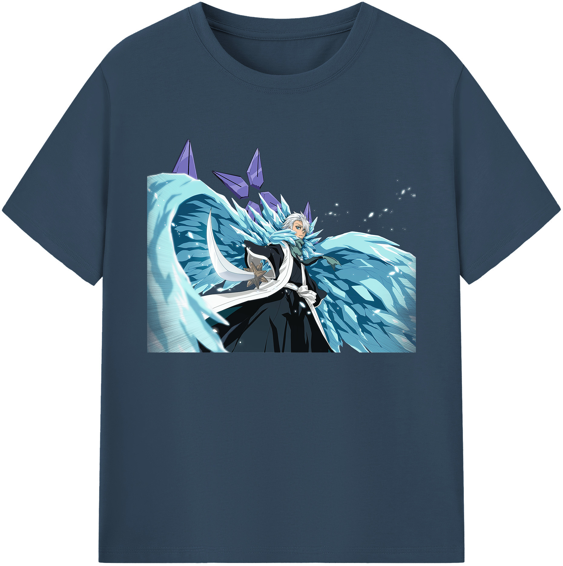 （画像用） ブリーチ 日番谷冬獅郎（ひつがや とうしろう） BLEACH Hitsugaya Toushirou 綿100％ メンズ半袖Tシャツ｜肌触りやわらか＆通気性